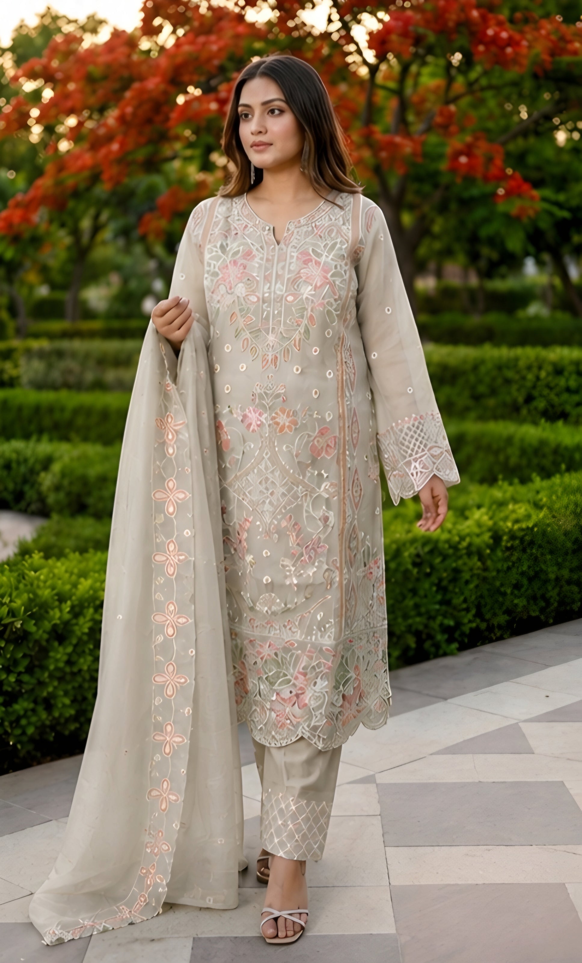 Zoya- Celestial Garden Embroidered Suit Set