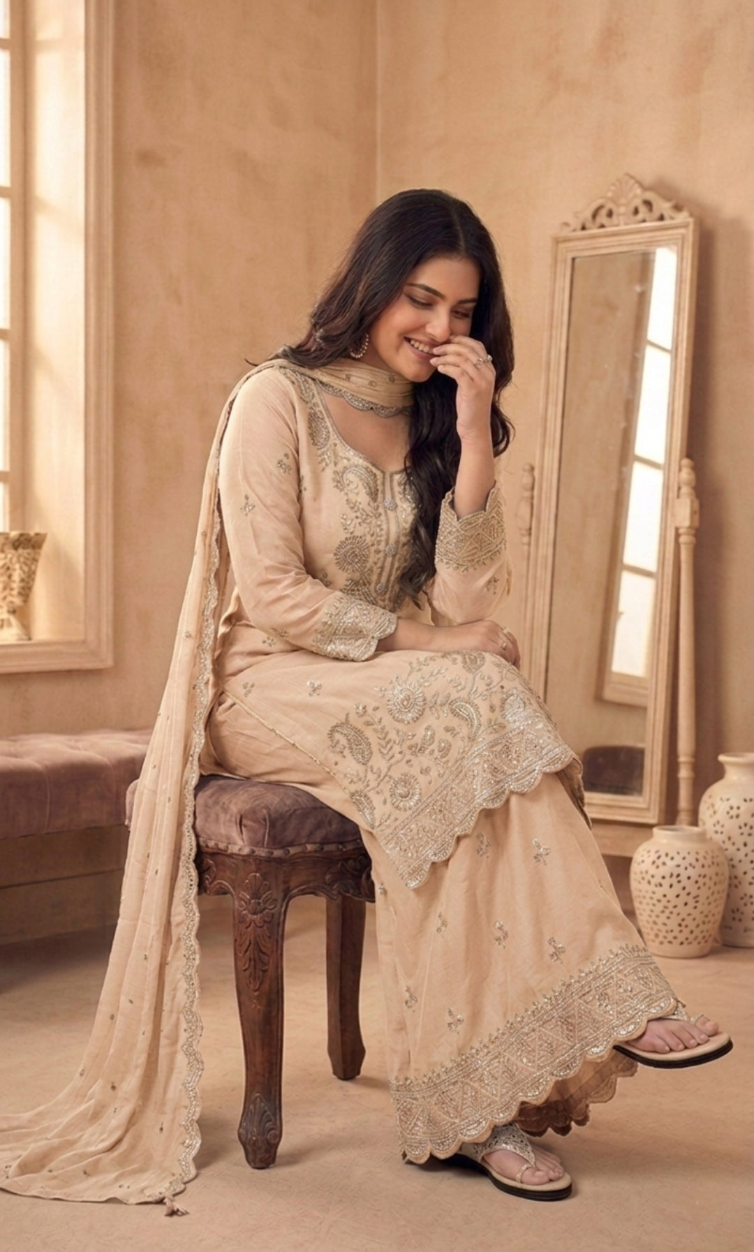 Hessa - Mint Royale Embroidered Suit Set