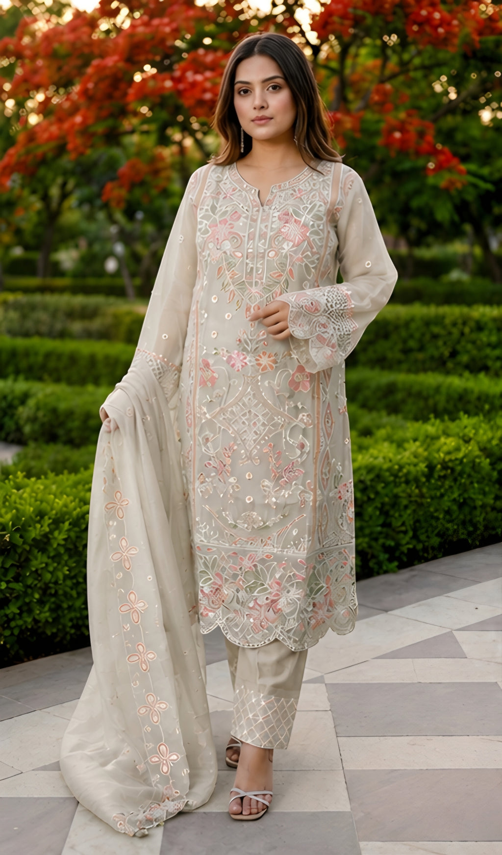 Zoya- Celestial Garden Embroidered Suit Set