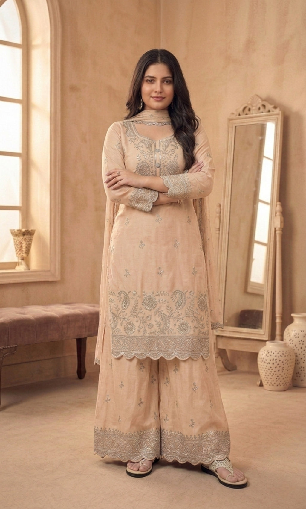 Hessa - Mint Royale Embroidered Suit Set