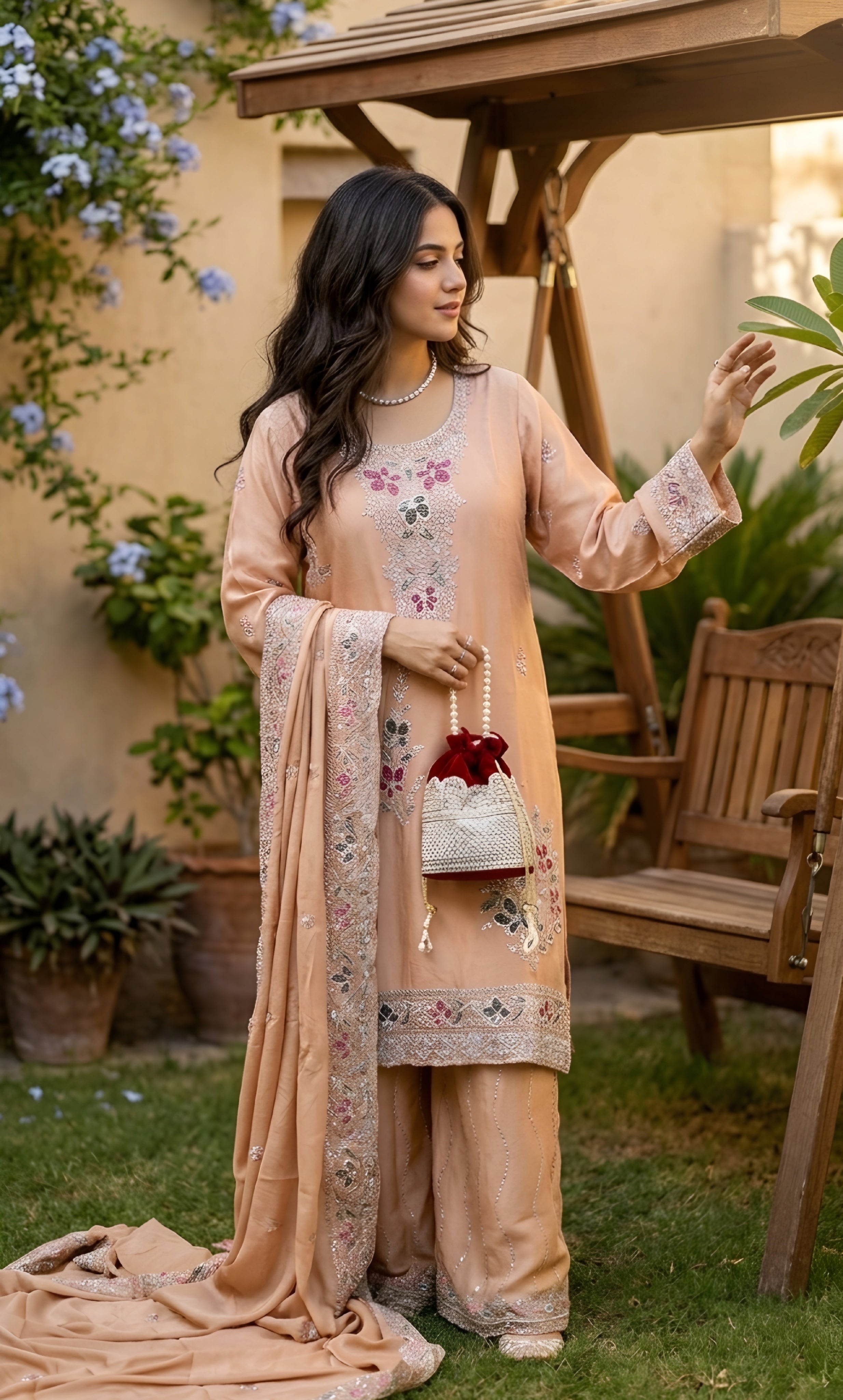 Mahek - Blush Meadow Embroidered Suit Set