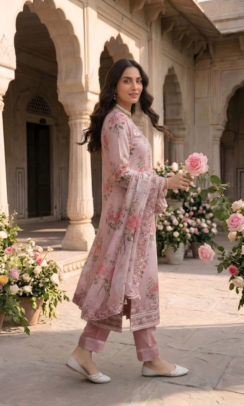 Ajraa-Elegant Floral Embroidered Ethnic Suit Set