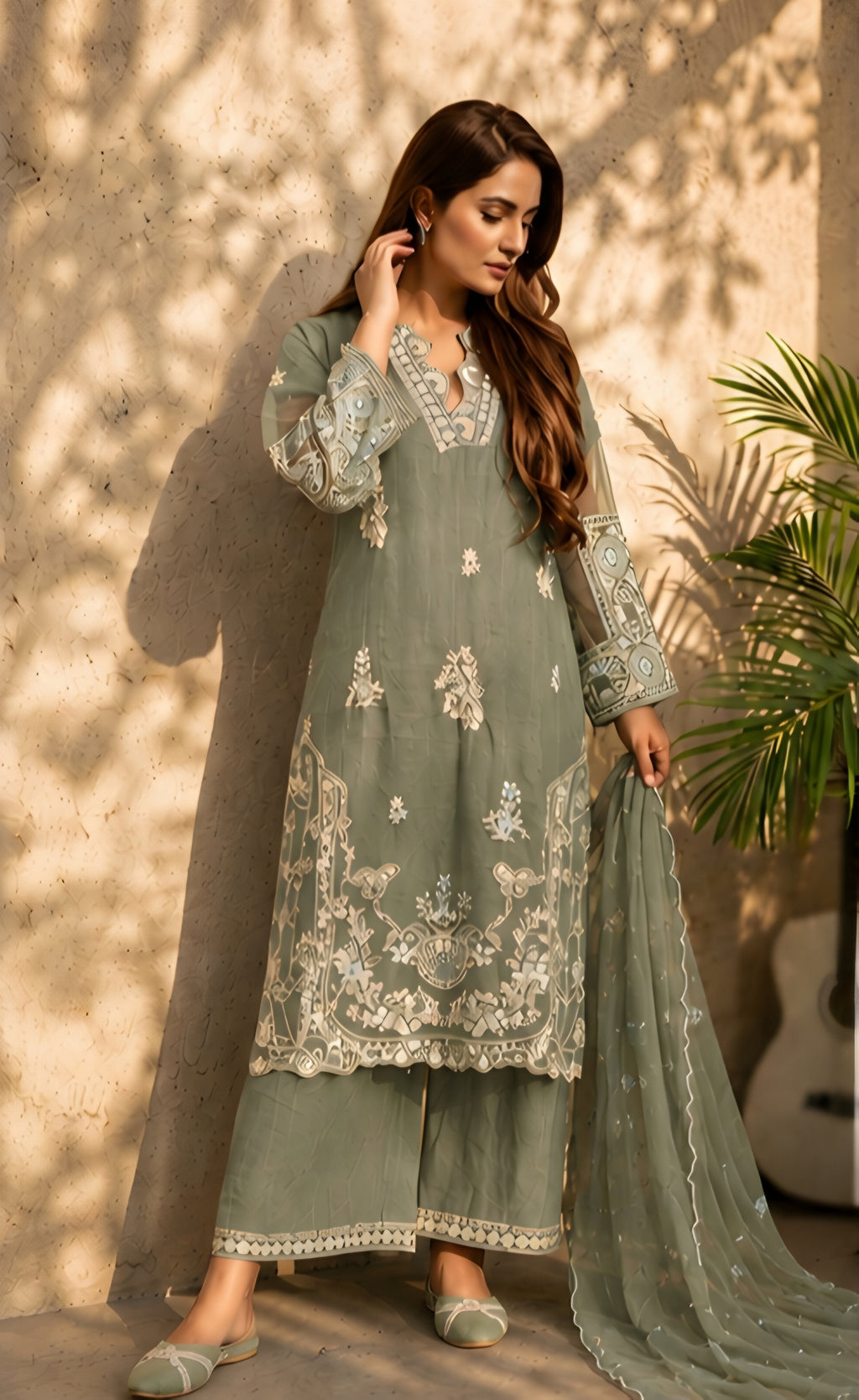 Arzoo-Midnight Grace Embroidered Suit Set