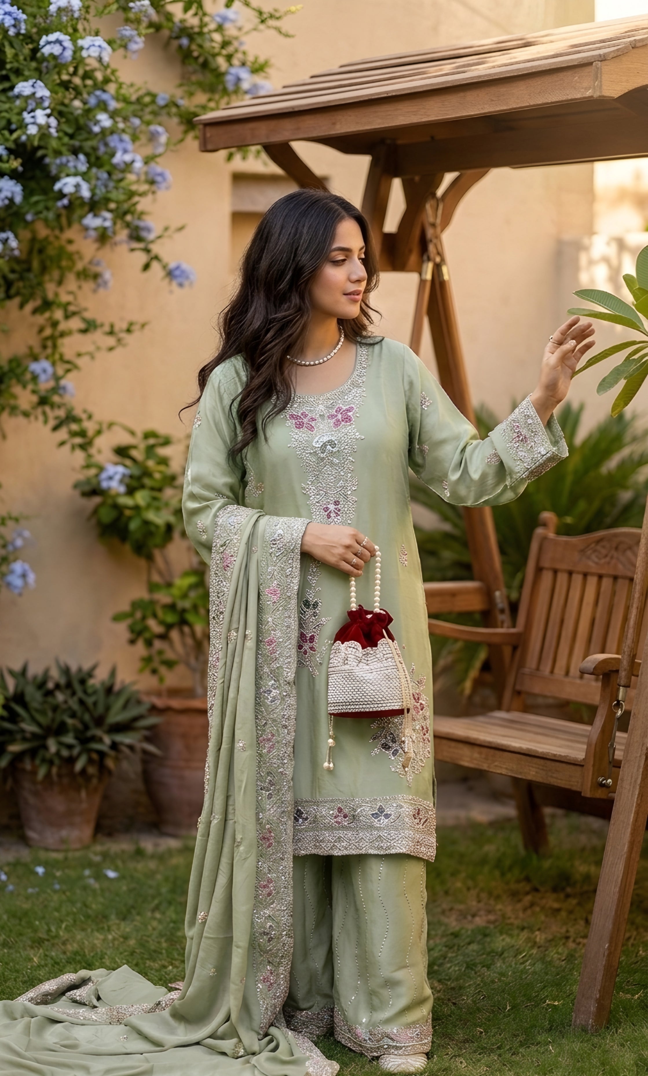 Mahek - Blush Meadow Embroidered Suit Set