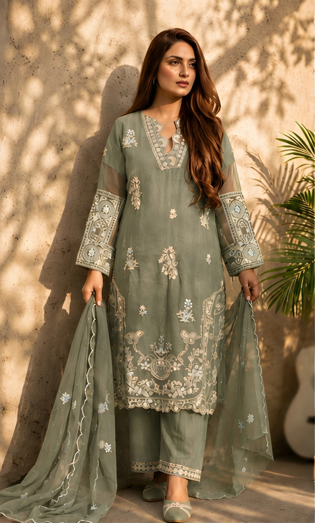 Arzoo-Midnight Grace Embroidered Suit Set