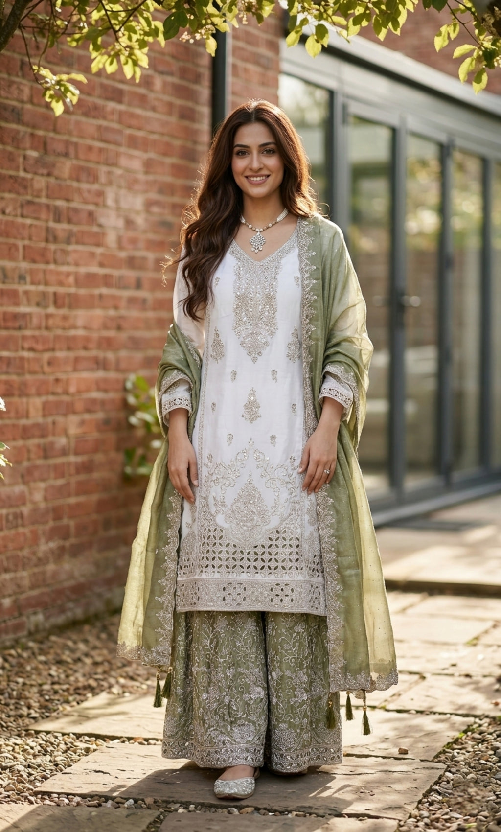 Falak - Ivory Elegance Embroidered Suit Set