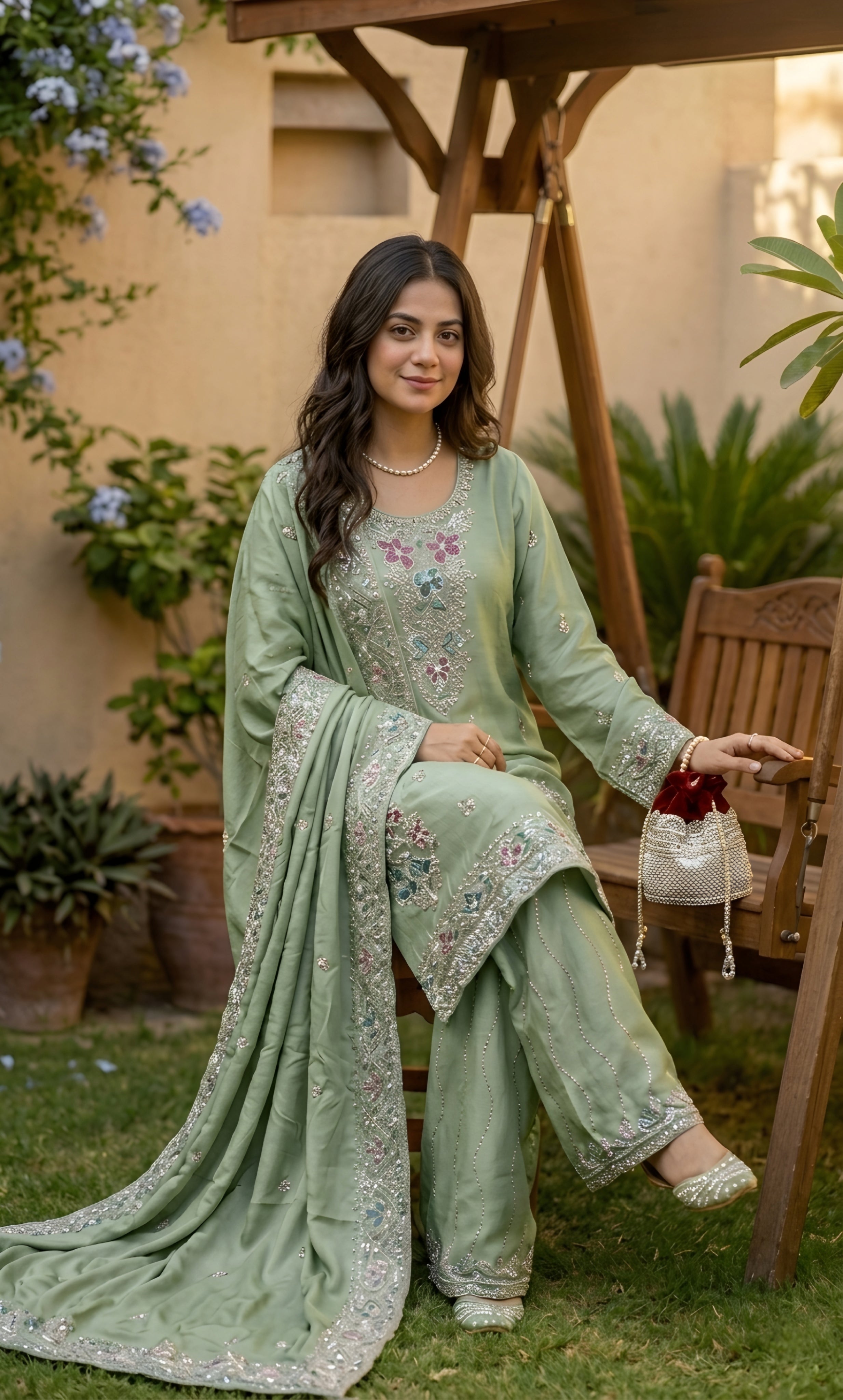 Mahek - Blush Meadow Embroidered Suit Set