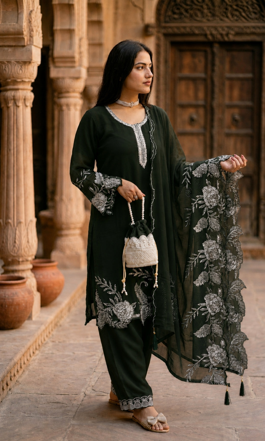 Sara- Crimson Royale Embroidered Suit Set