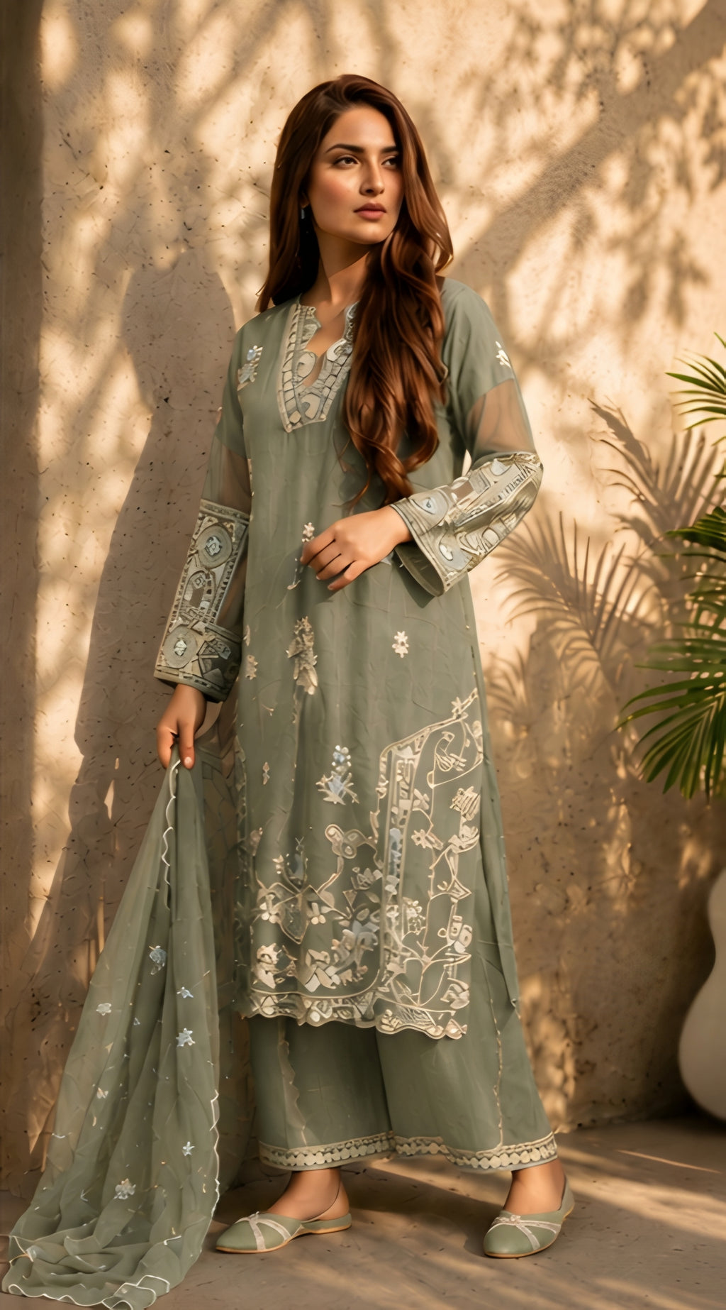Arzoo-Midnight Grace Embroidered Suit Set