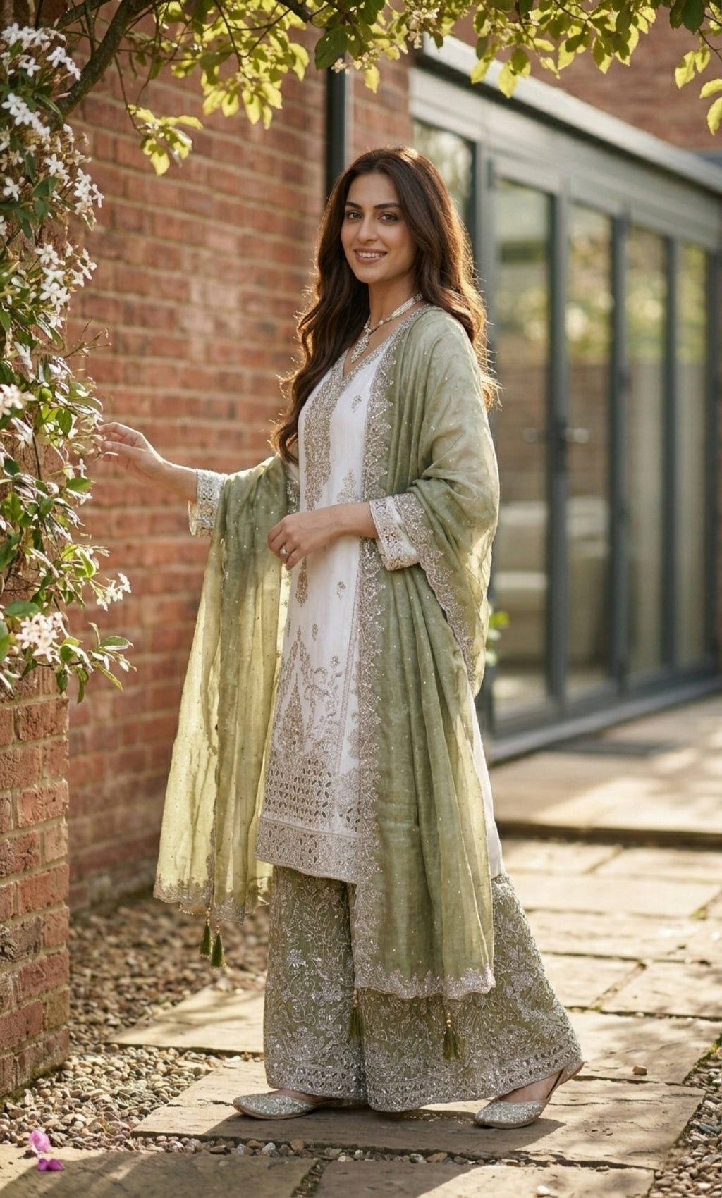 Falak - Ivory Elegance Embroidered Suit Set