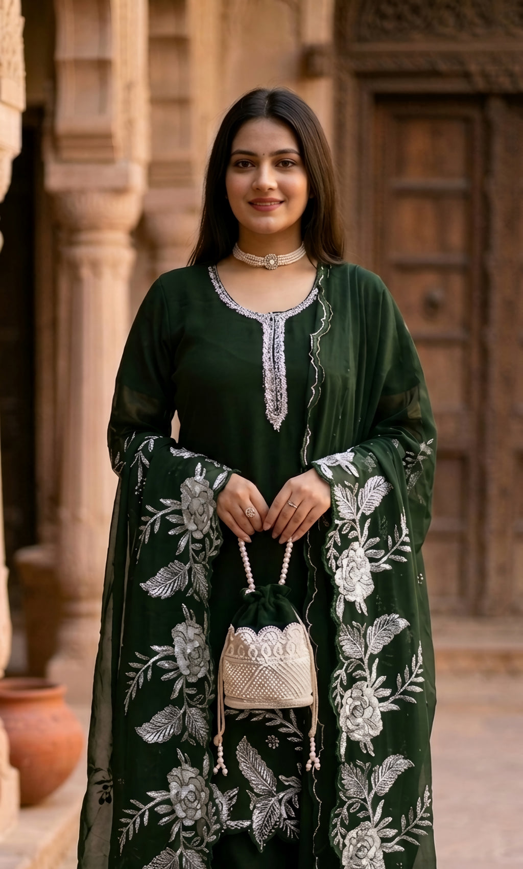 Sara- Crimson Royale Embroidered Suit Set