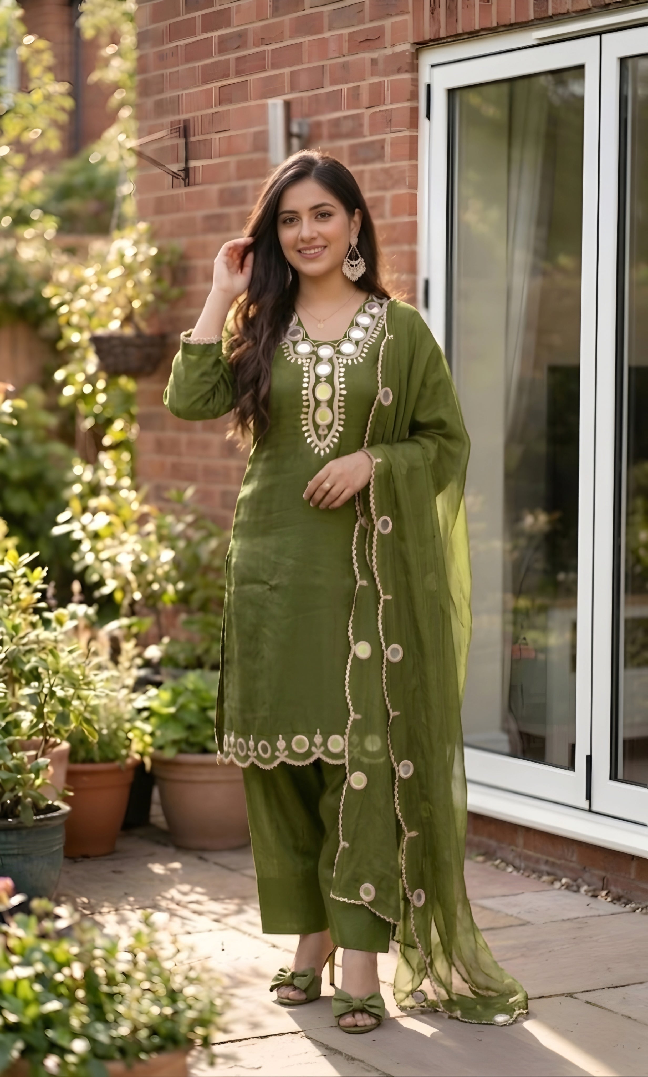Zainab - Plum Radiance Mirror Work Suit Set