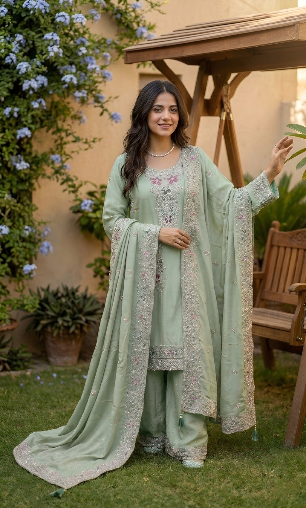 Mahek - Blush Meadow Embroidered Suit Set