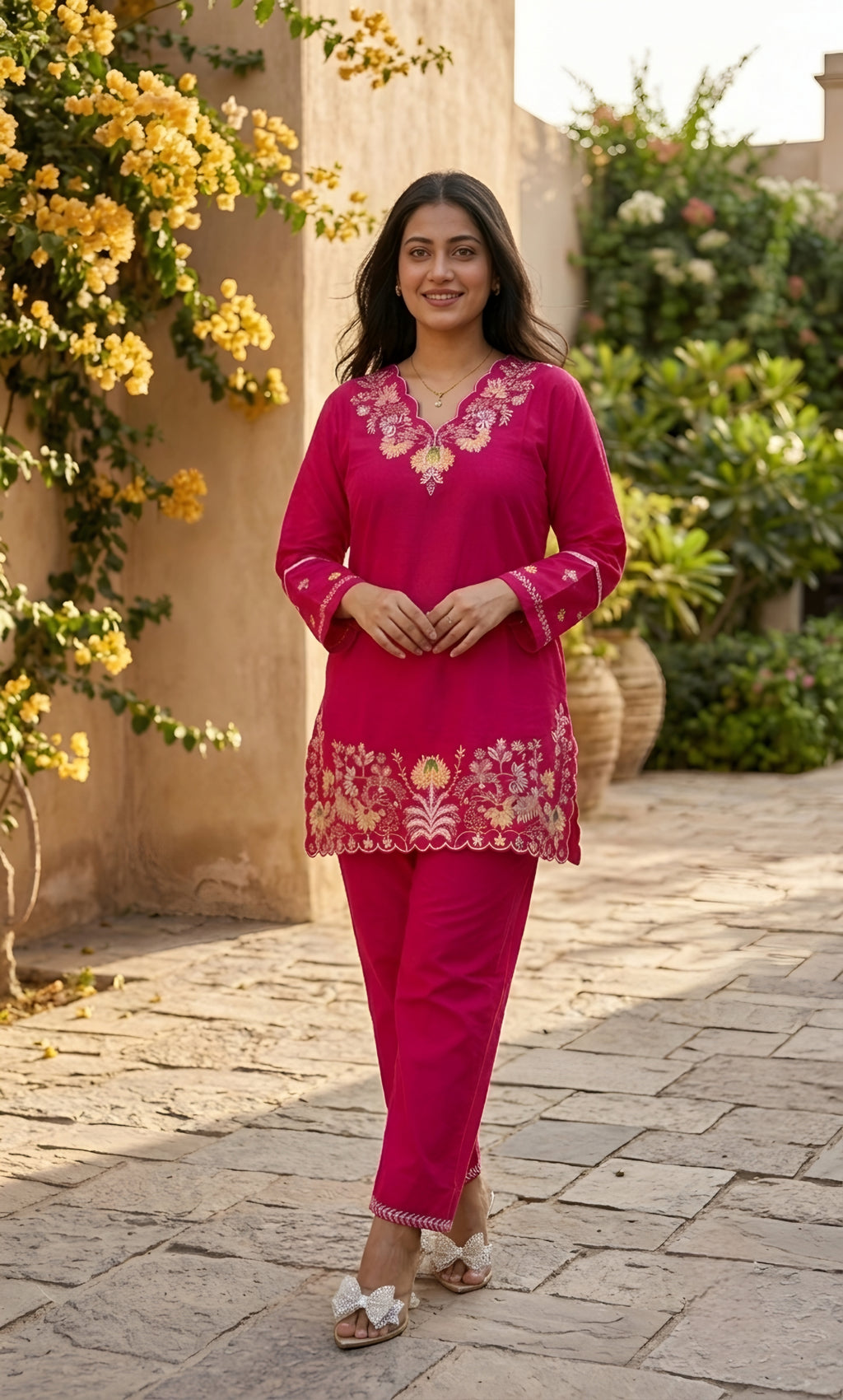 Leher - Embroidered Cotton Co-ord Set