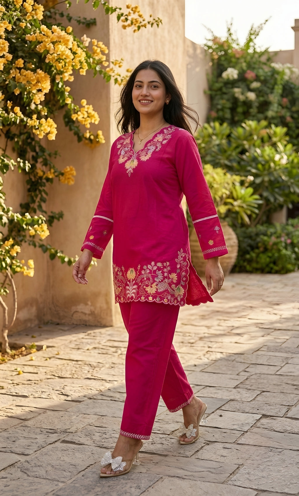 Leher - Embroidered Cotton Co-ord Set
