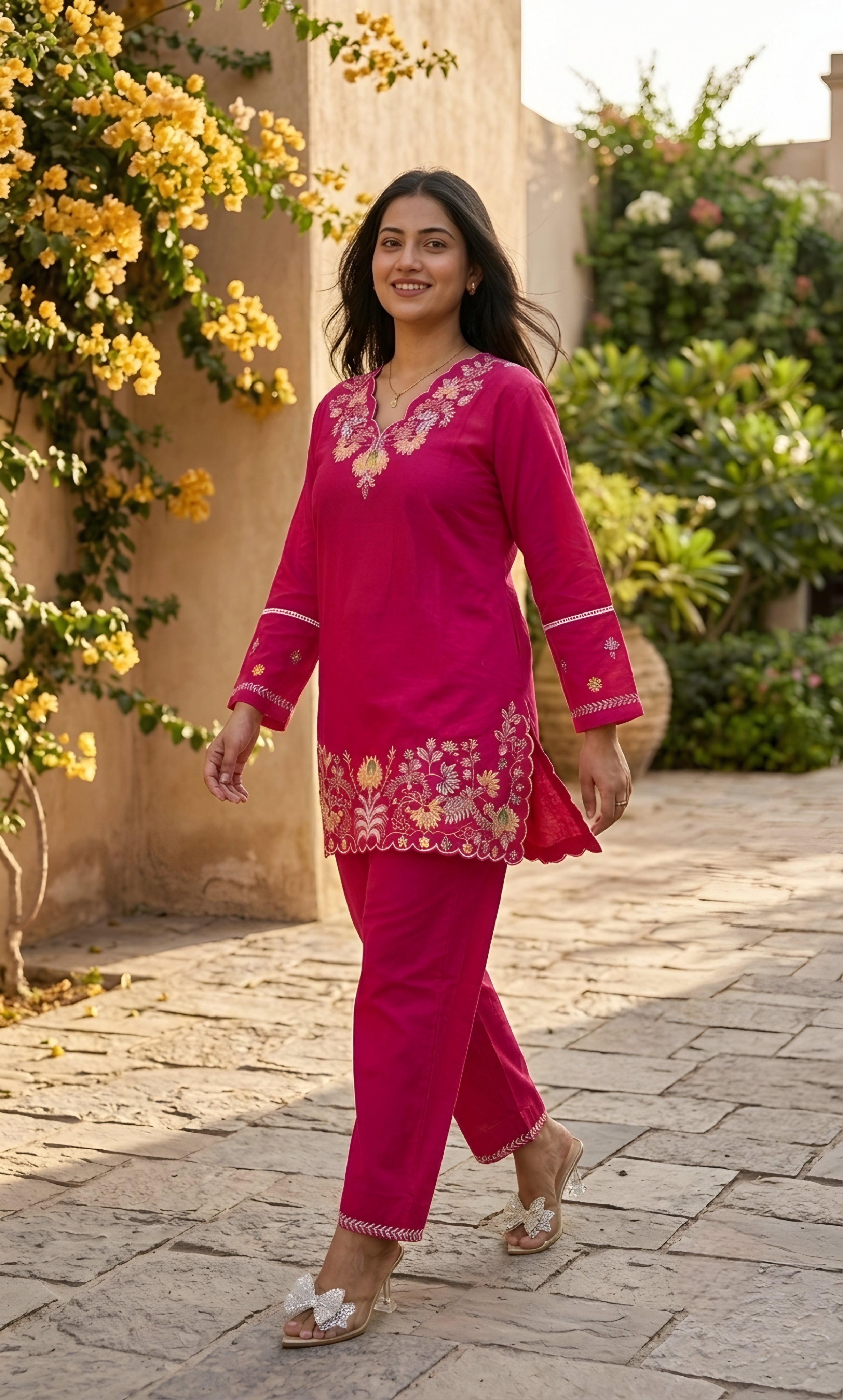 Leher - Embroidered Cotton Co-ord Set