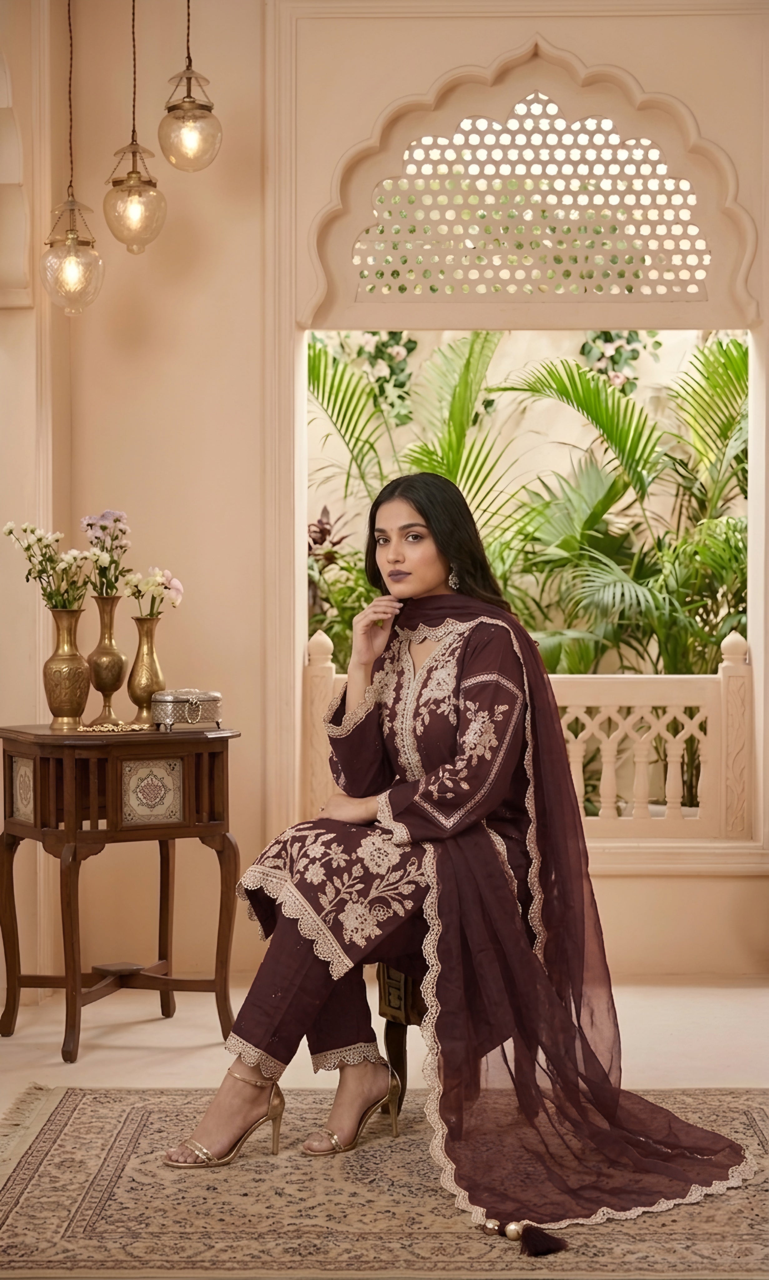 Zareen - Scarlet Heritage Embroidered Suit Set