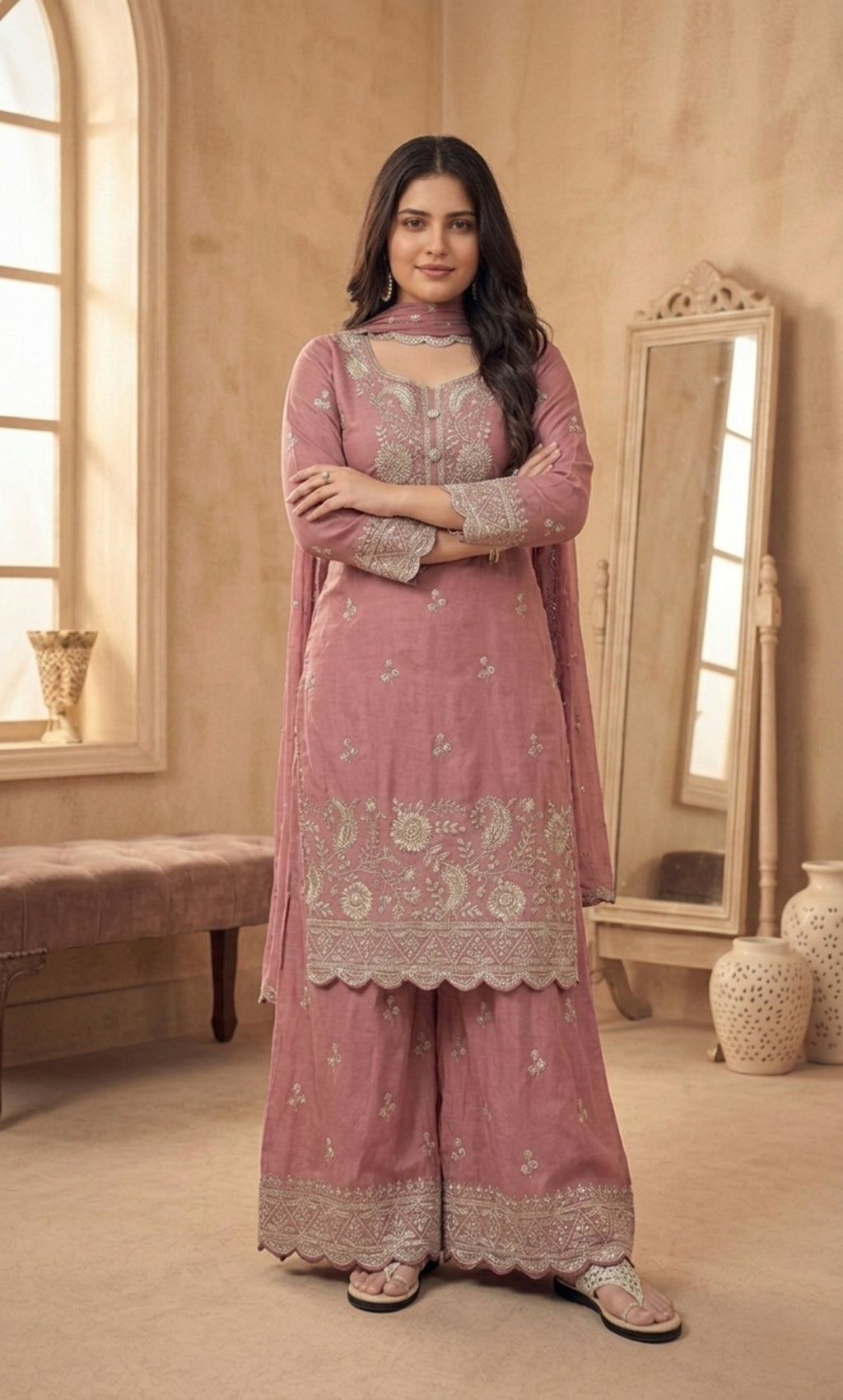Hessa - Mint Royale Embroidered Suit Set