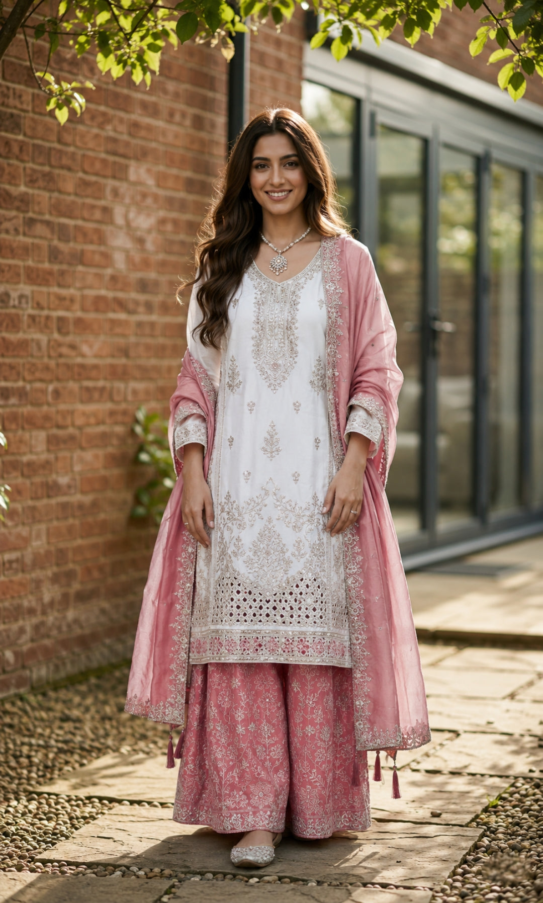 Falak - Ivory Elegance Embroidered Suit Set