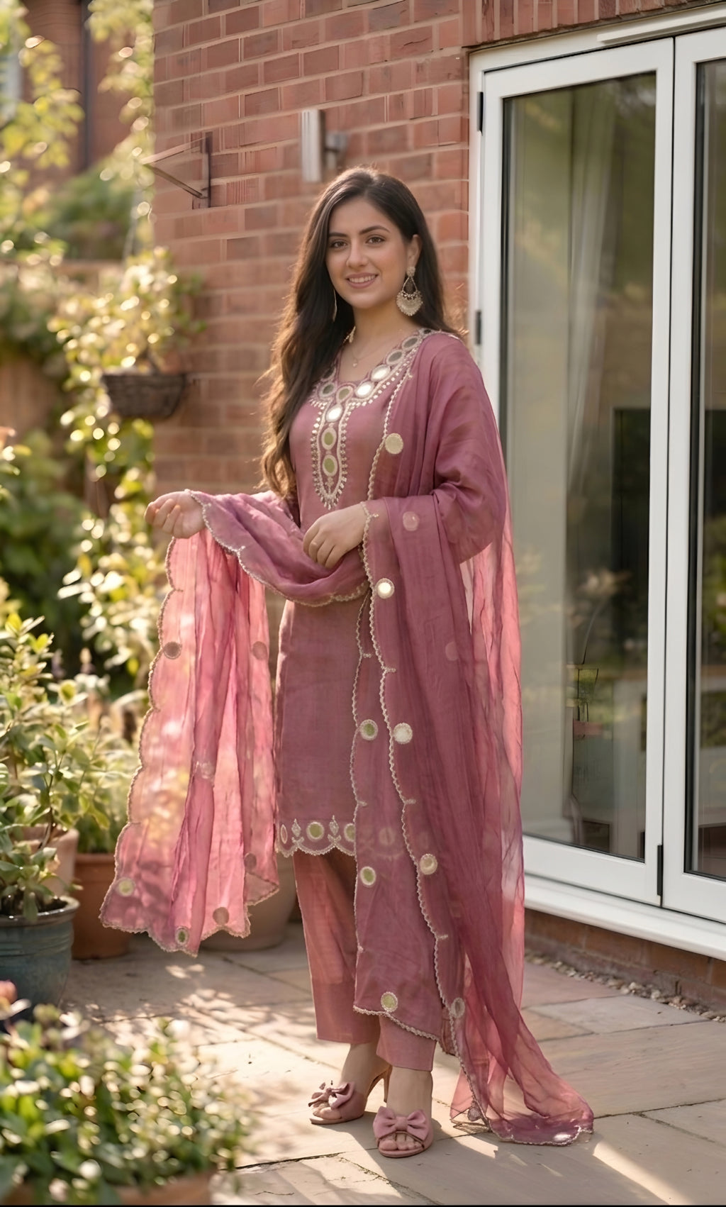 Zainab - Plum Radiance Mirror Work Suit Set