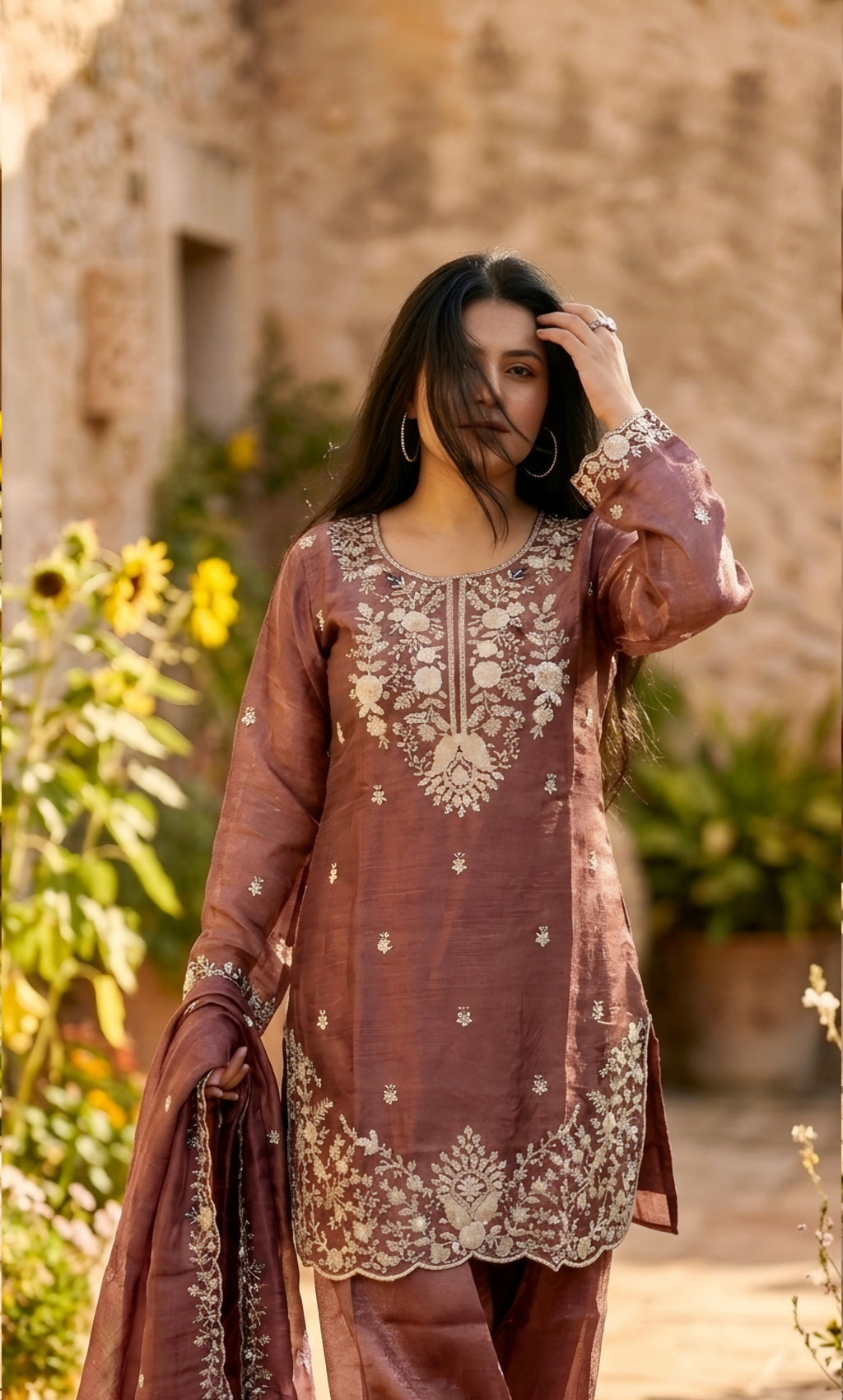 Maya - Royal Orchid Embroidered Suit Set