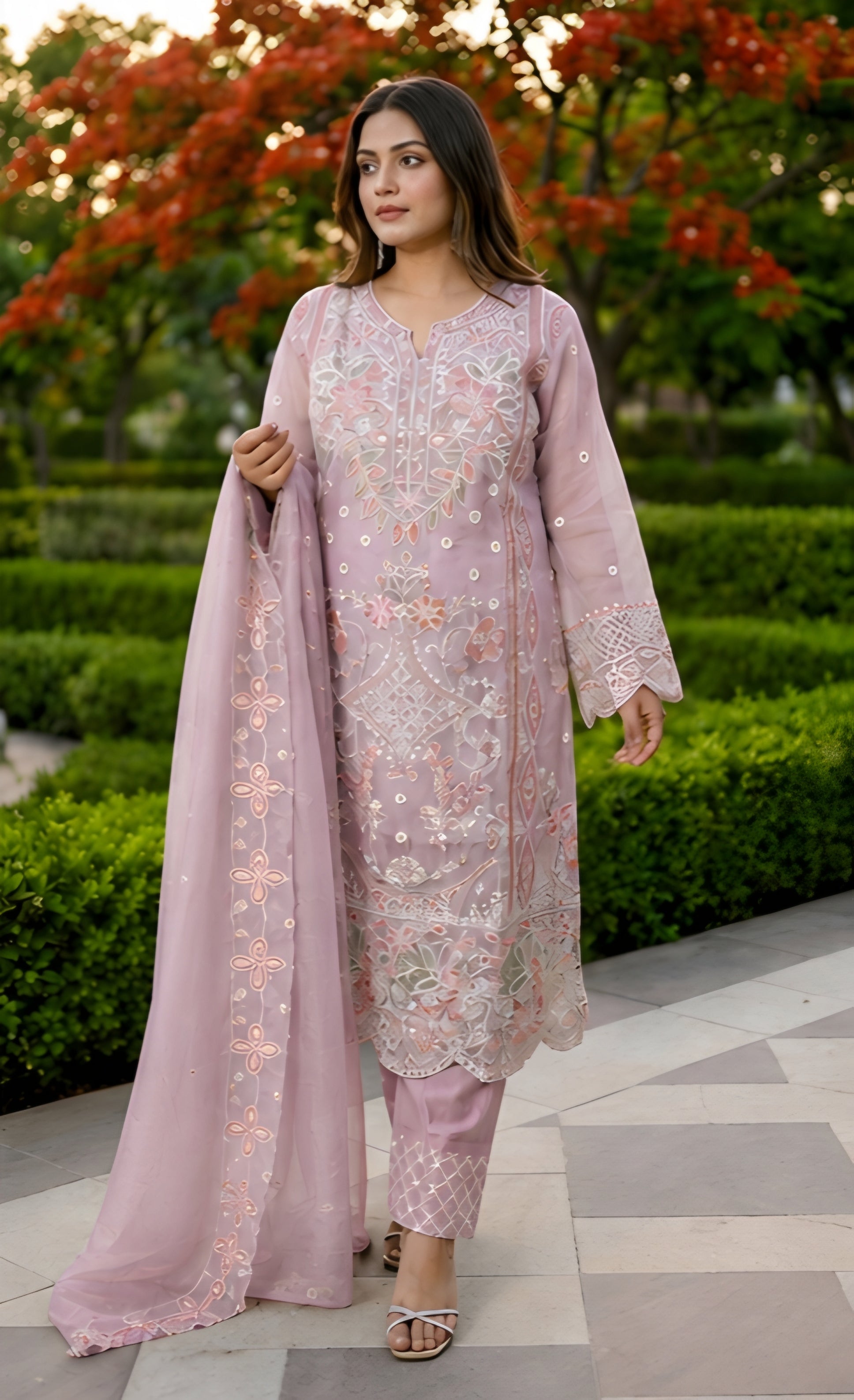 Zoya- Celestial Garden Embroidered Suit Set