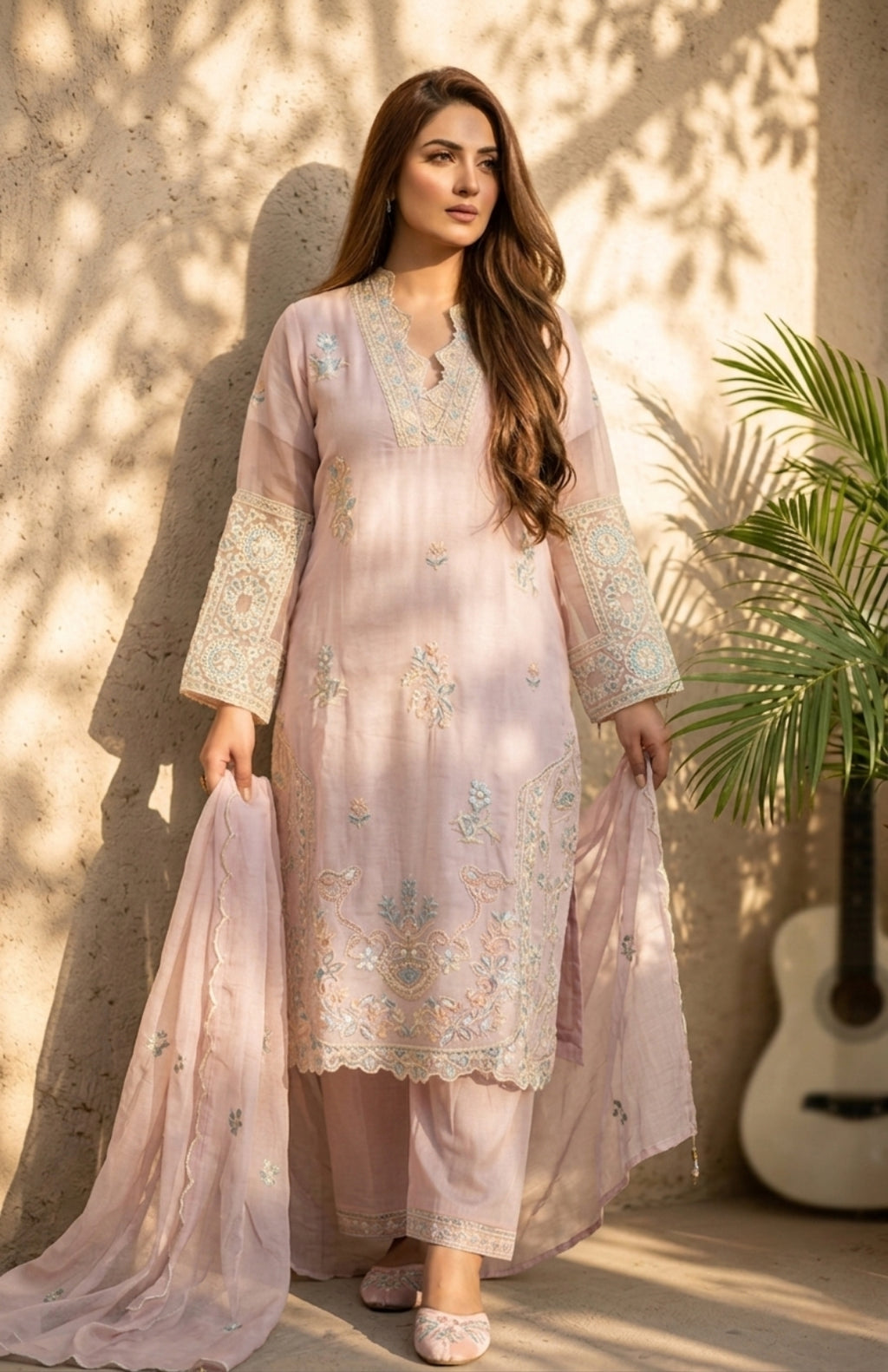 Arzoo-Midnight Grace Embroidered Suit Set
