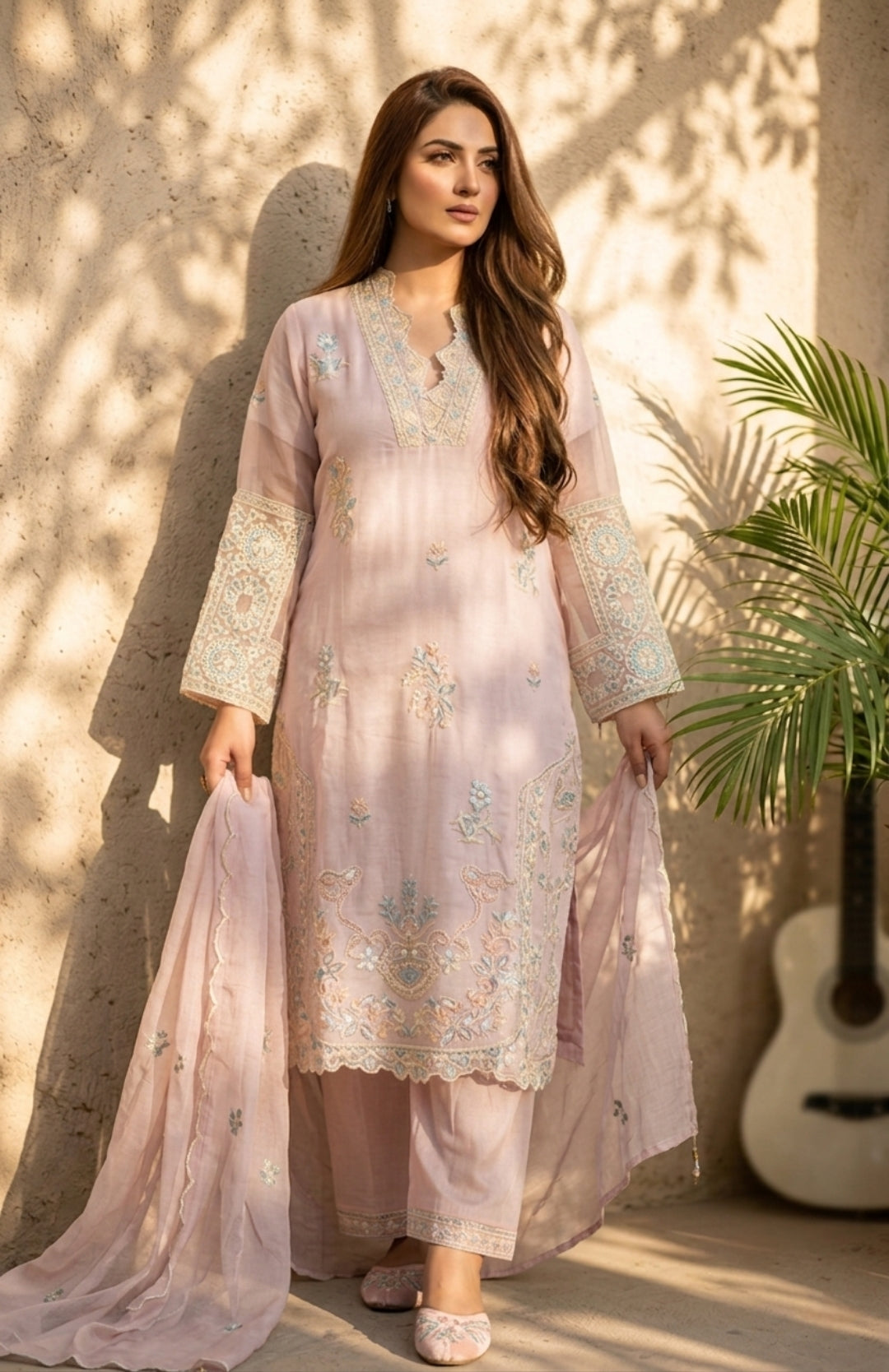 Arzoo-Midnight Grace Embroidered Suit Set