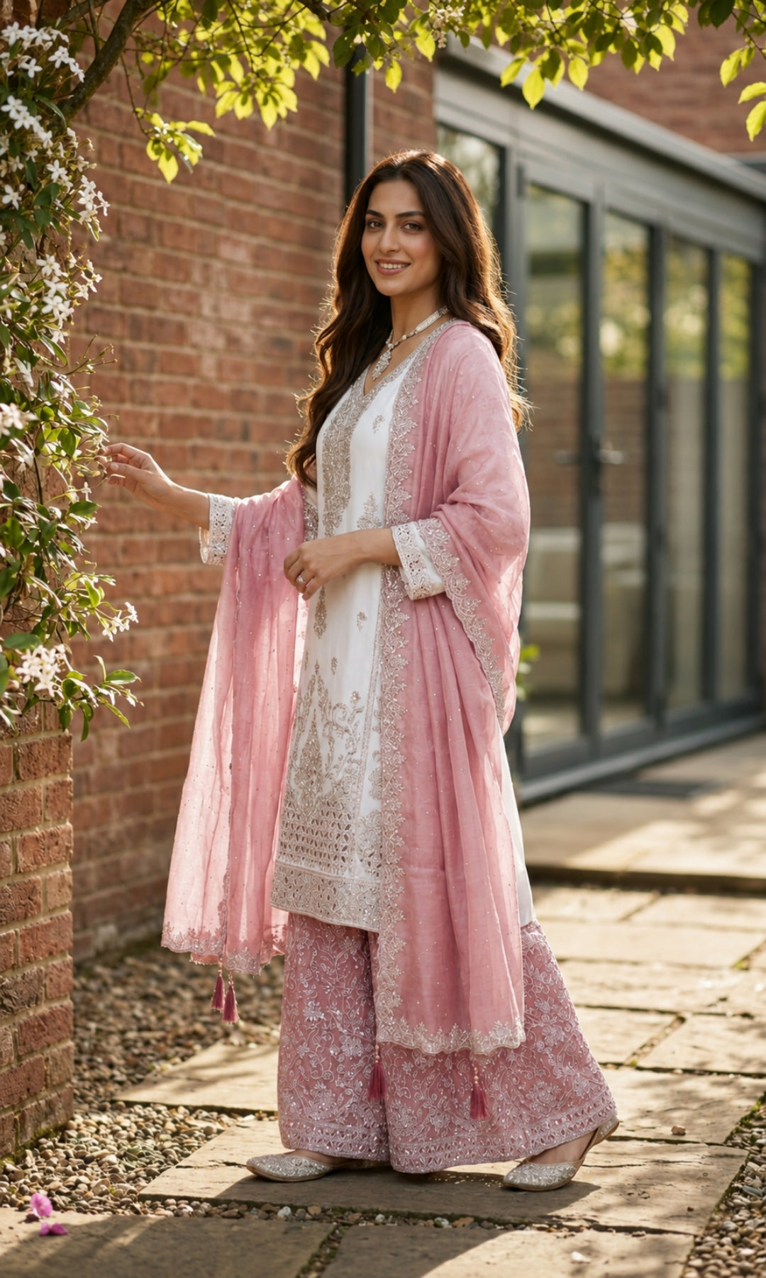 Falak - Ivory Elegance Embroidered Suit Set