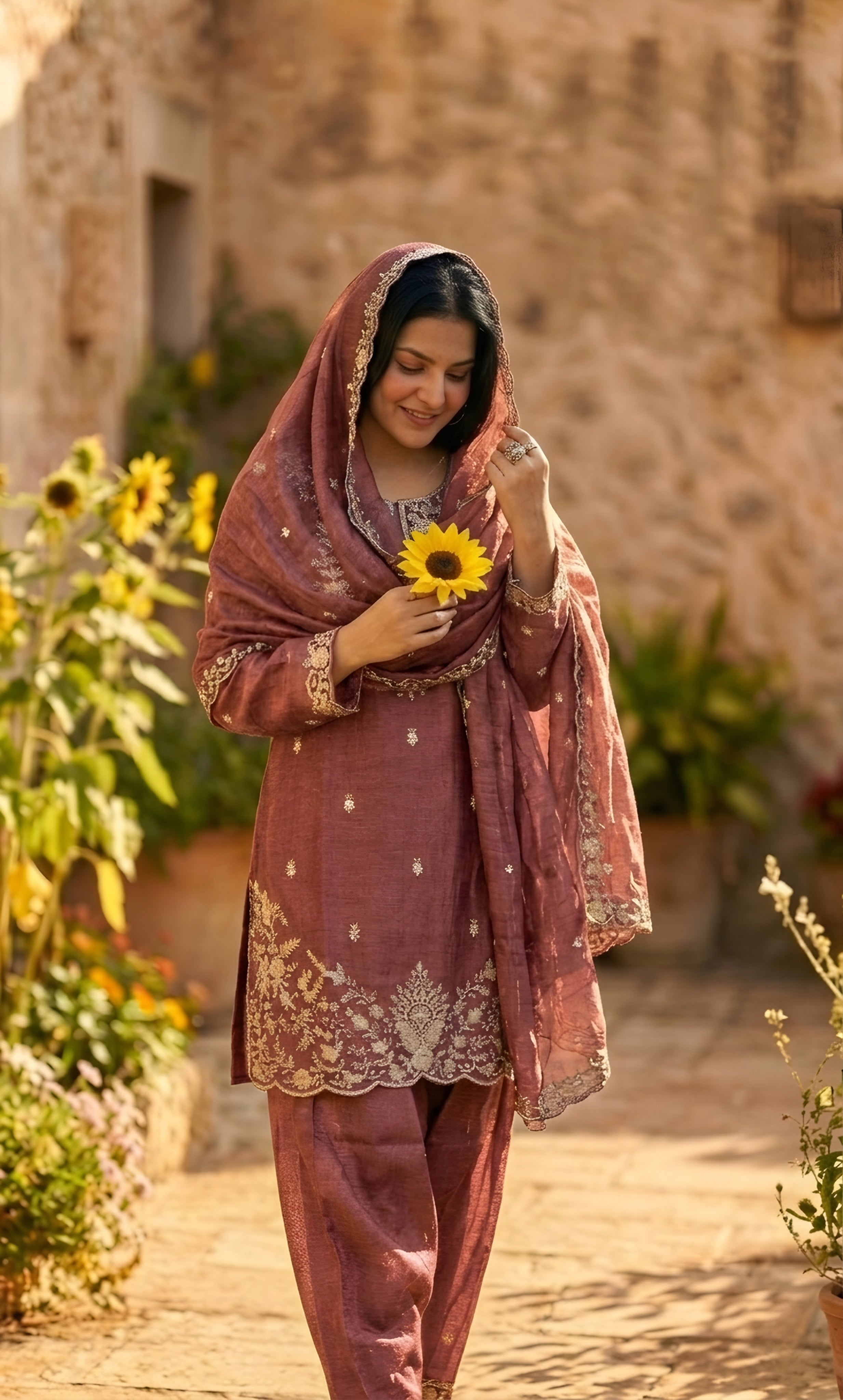 Maya - Royal Orchid Embroidered Suit Set