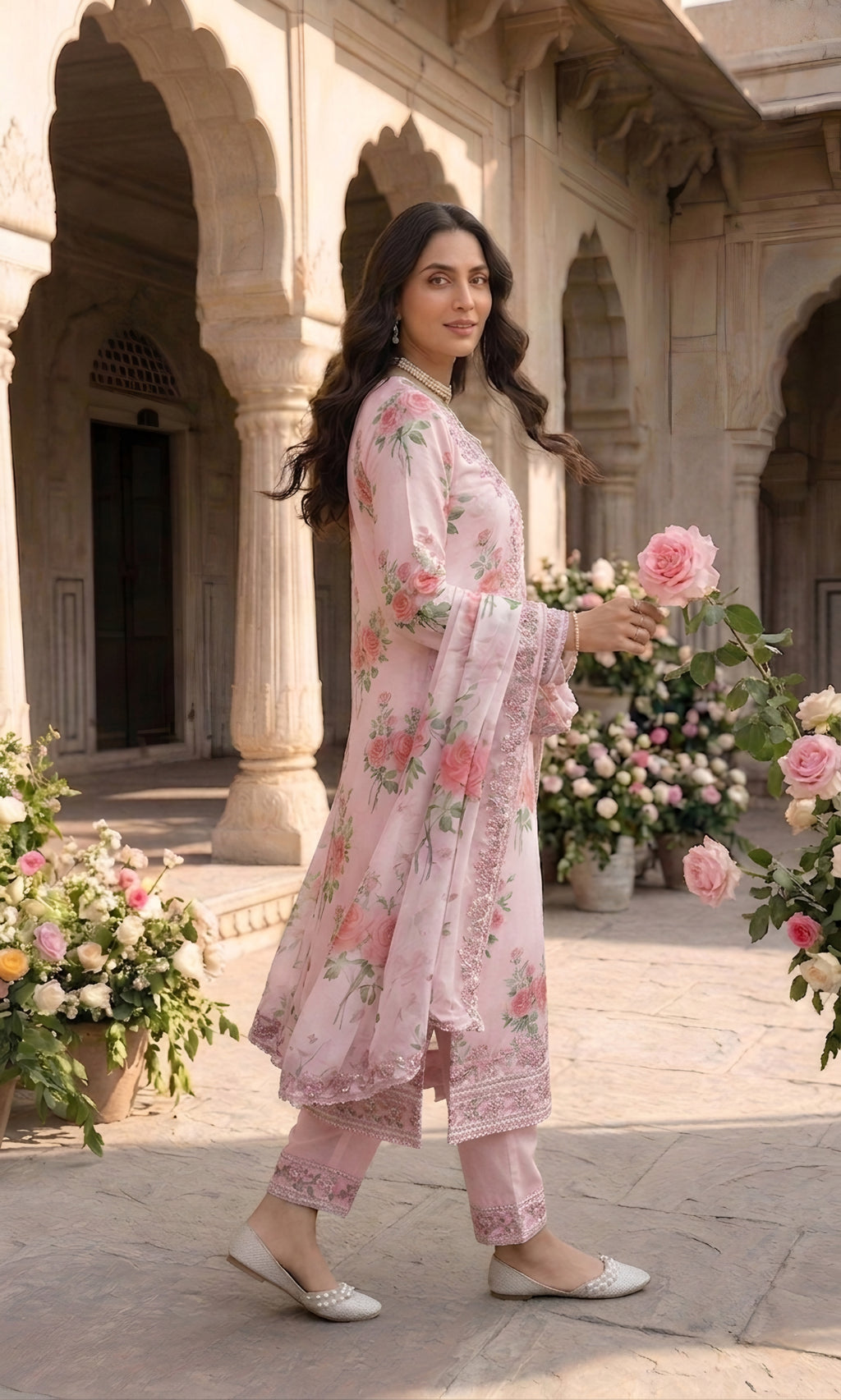 Ajraa-Elegant Floral Embroidered Ethnic Suit Set