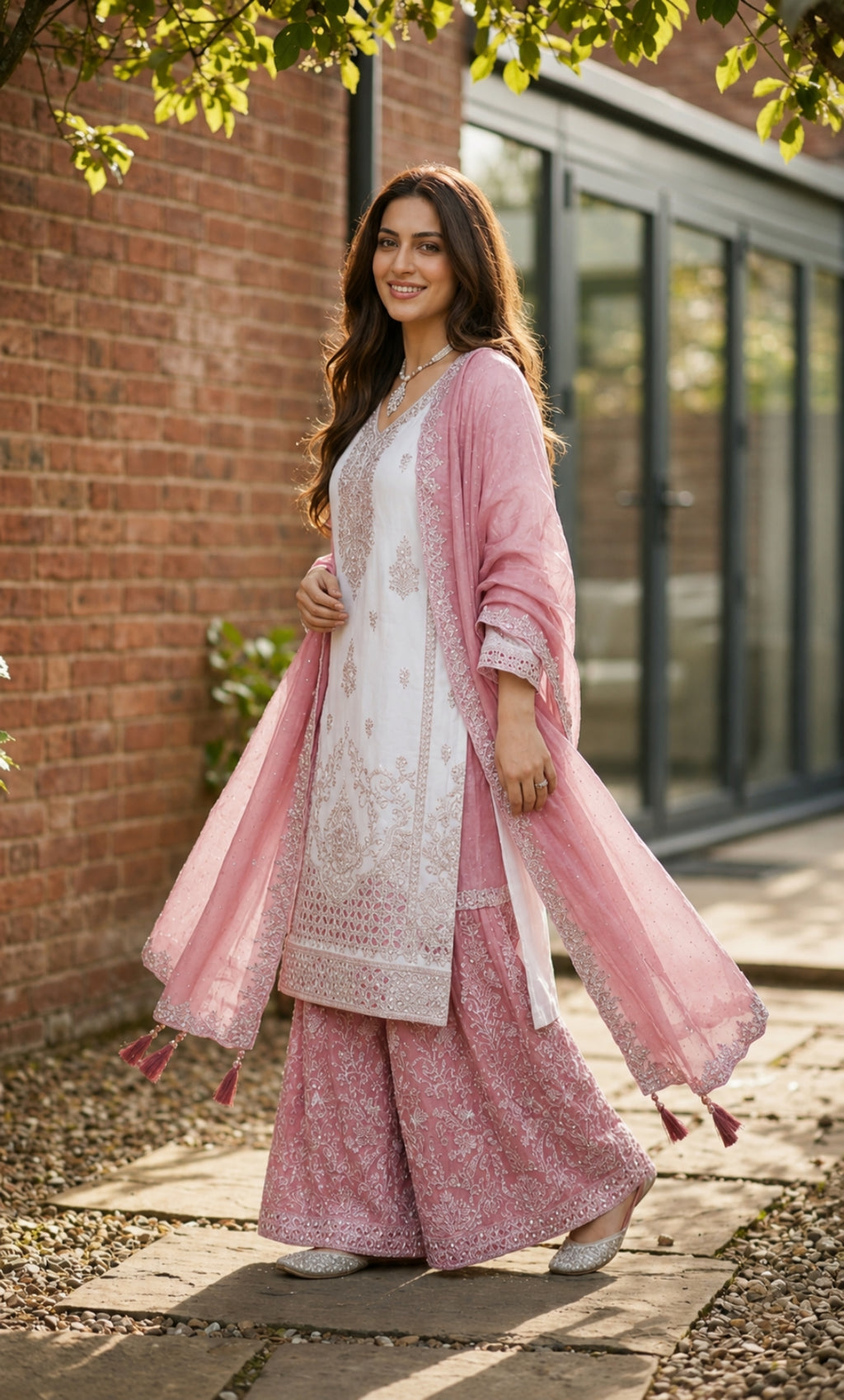 Falak - Ivory Elegance Embroidered Suit Set