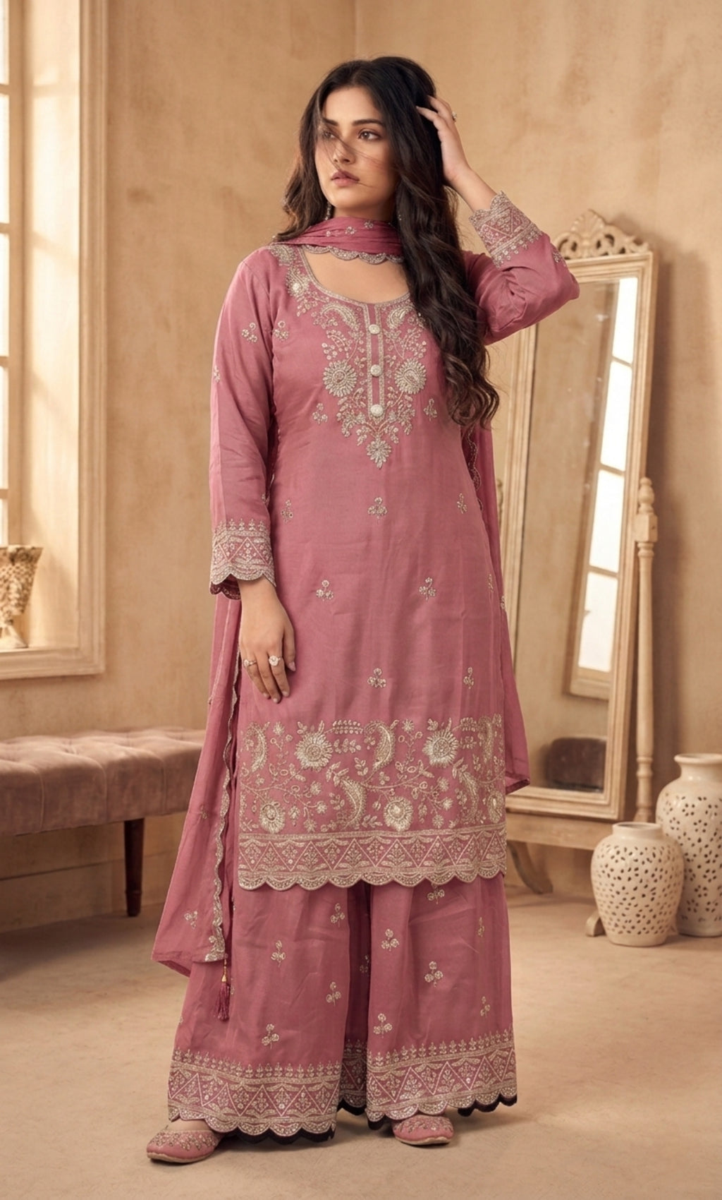 Hessa - Mint Royale Embroidered Suit Set