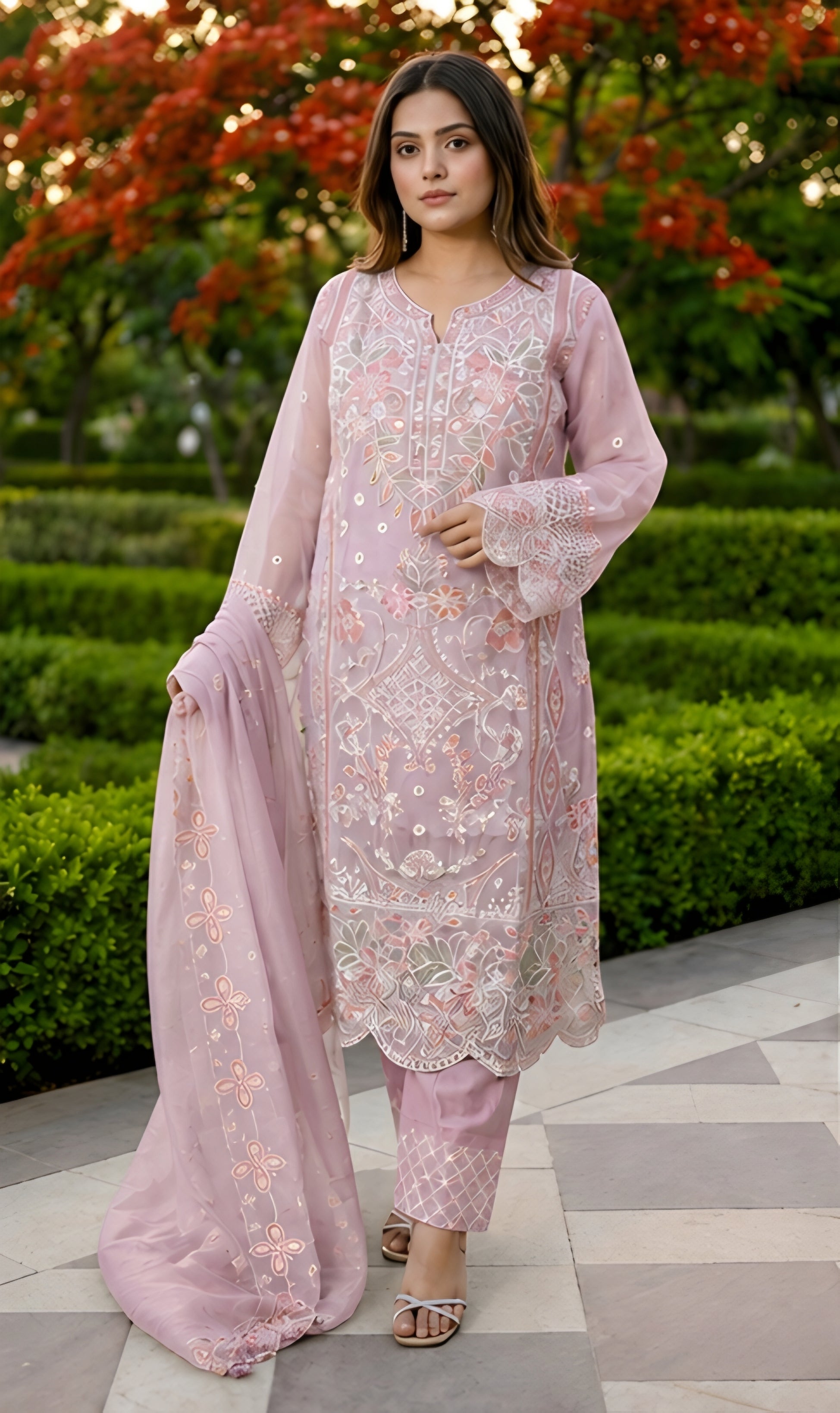 Zoya- Celestial Garden Embroidered Suit Set