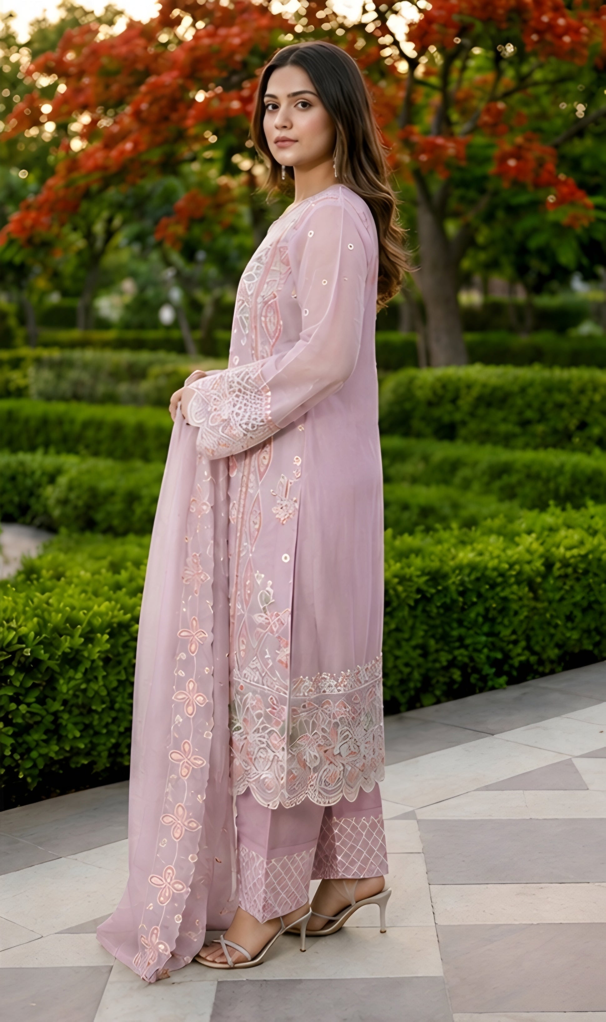 Zoya- Celestial Garden Embroidered Suit Set