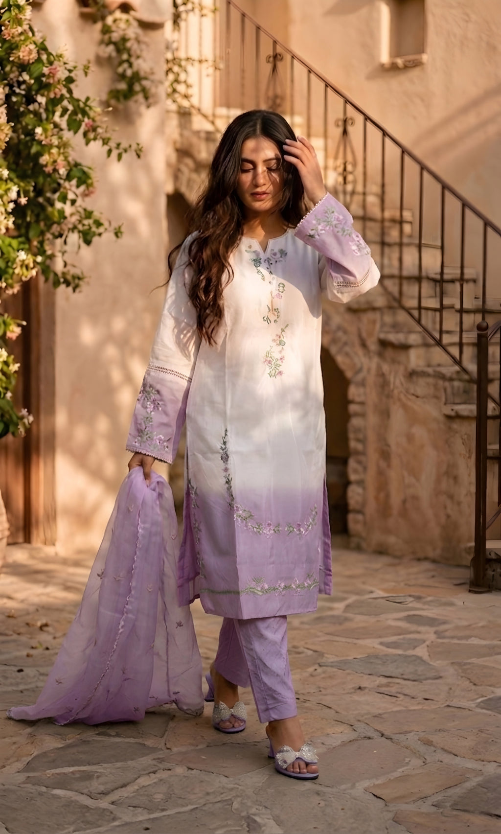 Naimat - Lilac Mist Embroidered Suit Set