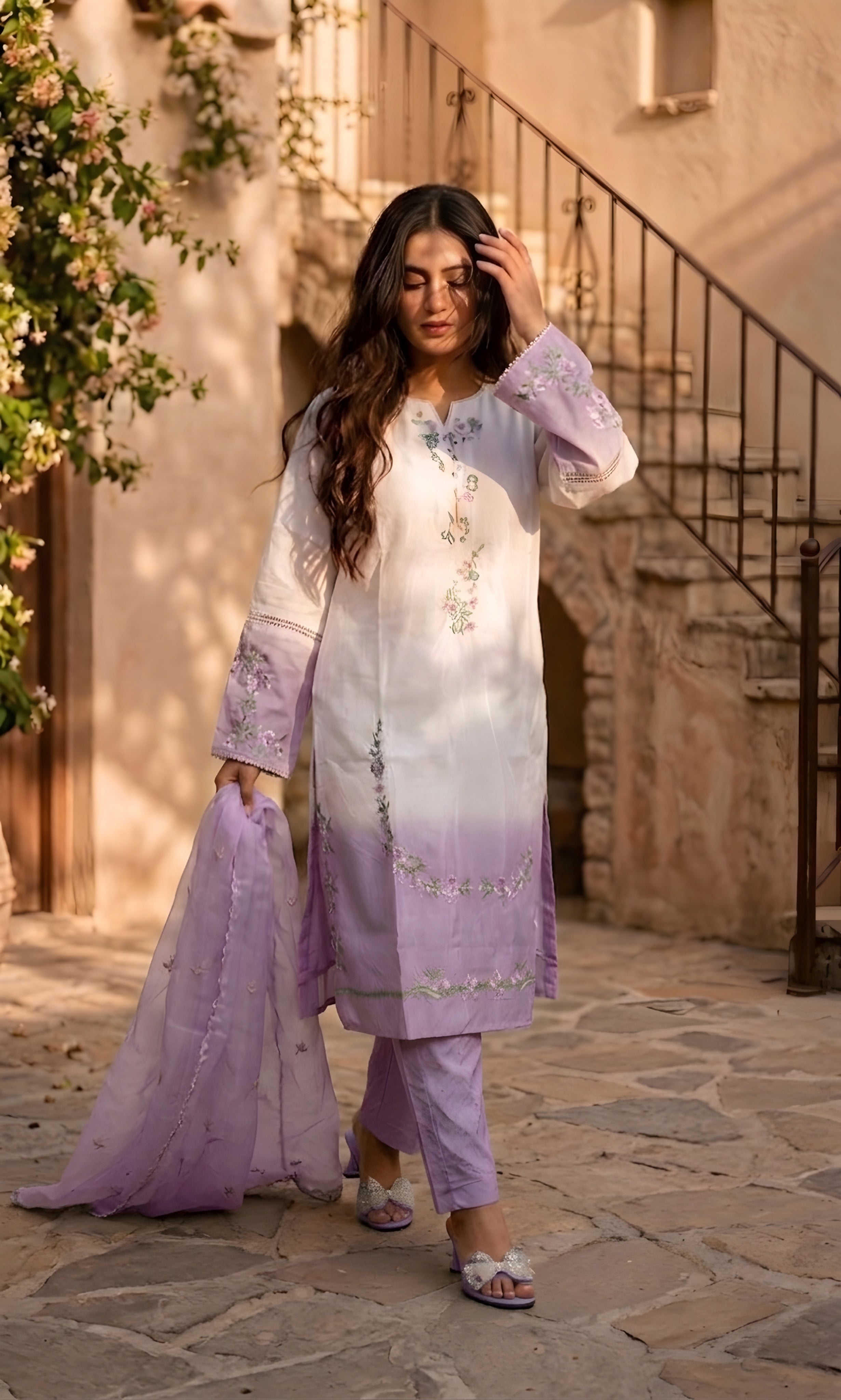 Naimat - Lilac Mist Embroidered Suit Set