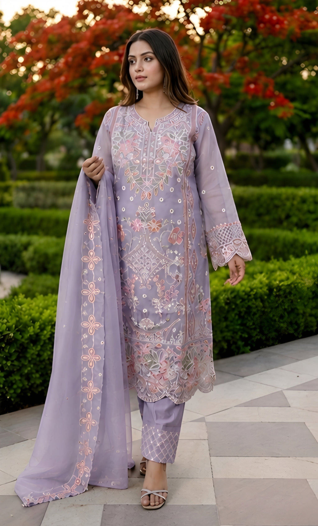 Zoya- Celestial Garden Embroidered Suit Set