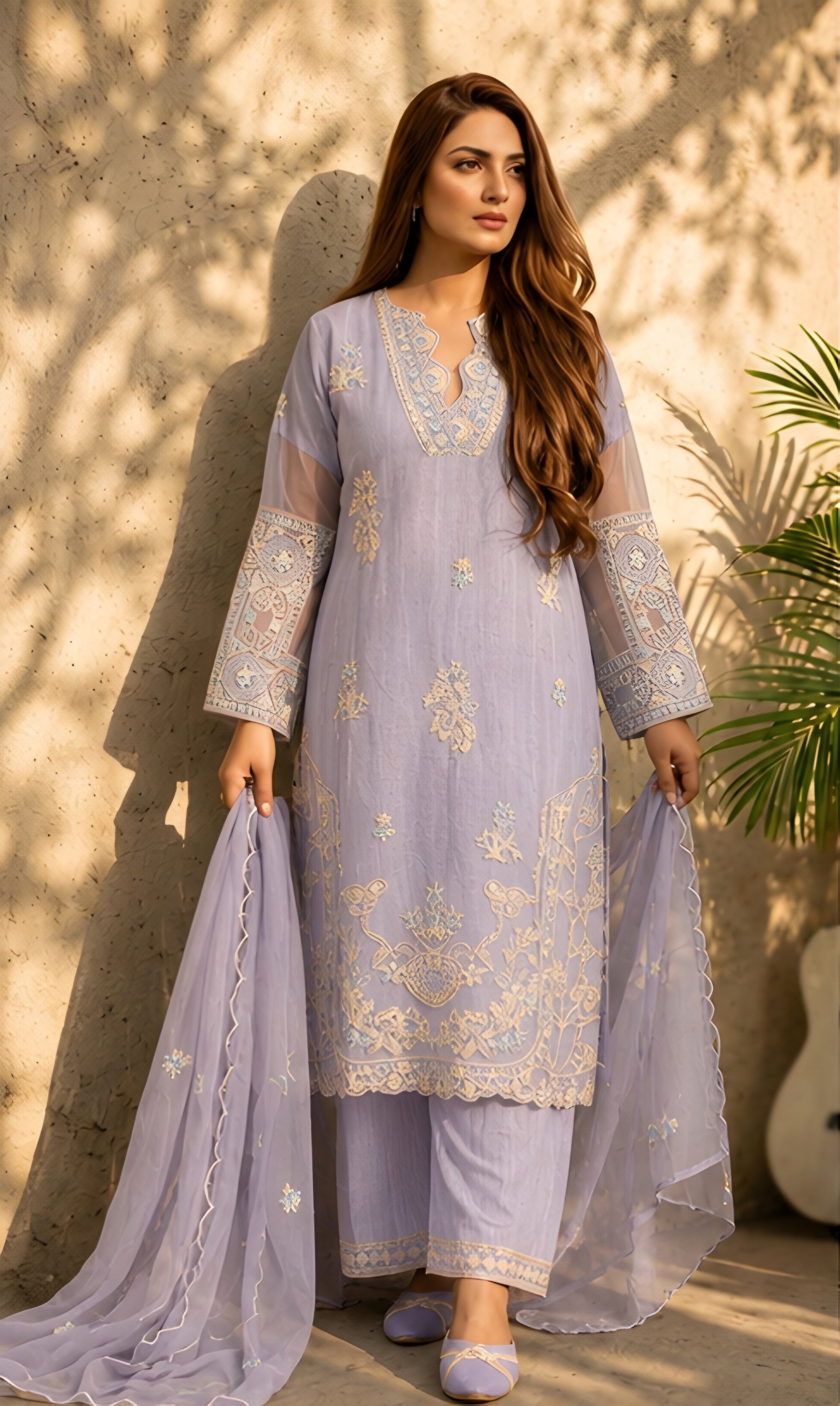 Arzoo-Midnight Grace Embroidered Suit Set