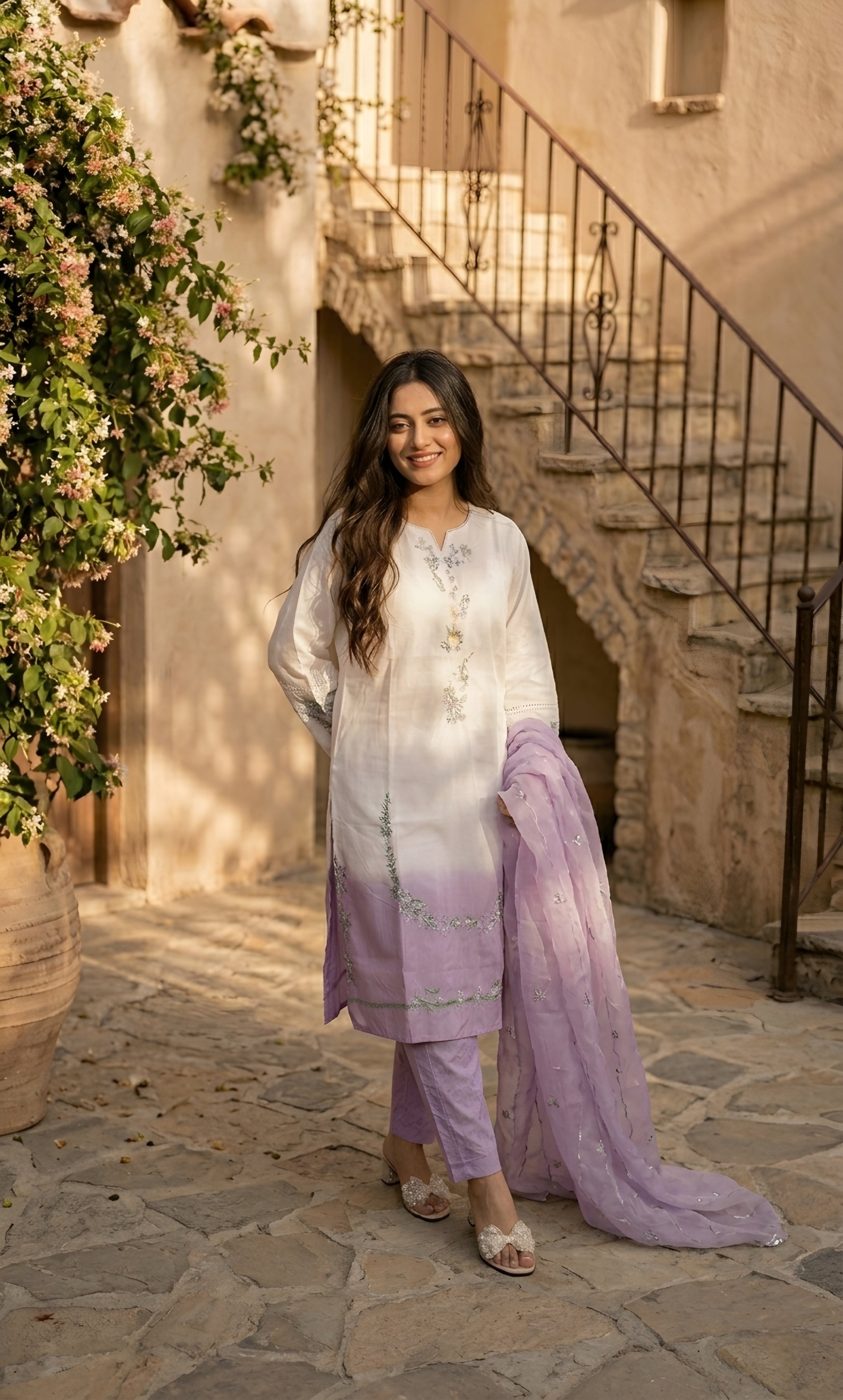 Naimat - Lilac Mist Embroidered Suit Set