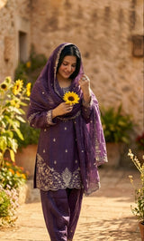 Maya - Royal Orchid Embroidered Suit Set