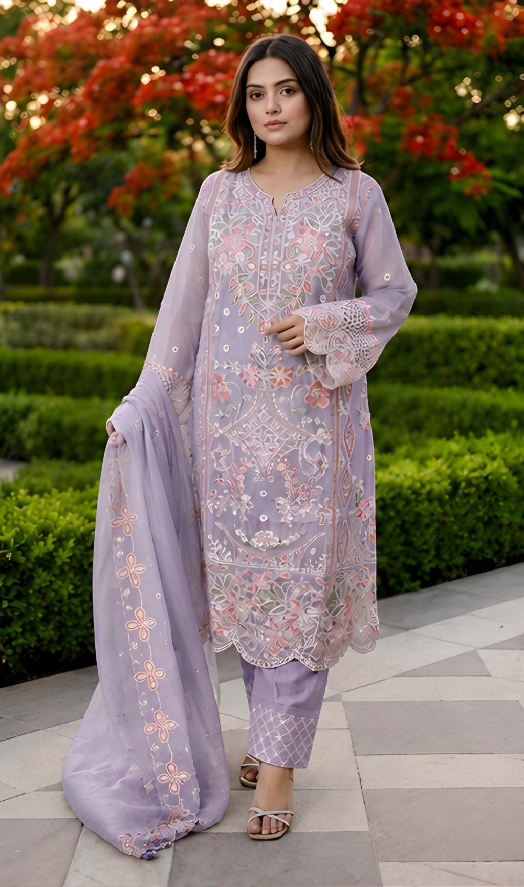 Zoya- Celestial Garden Embroidered Suit Set