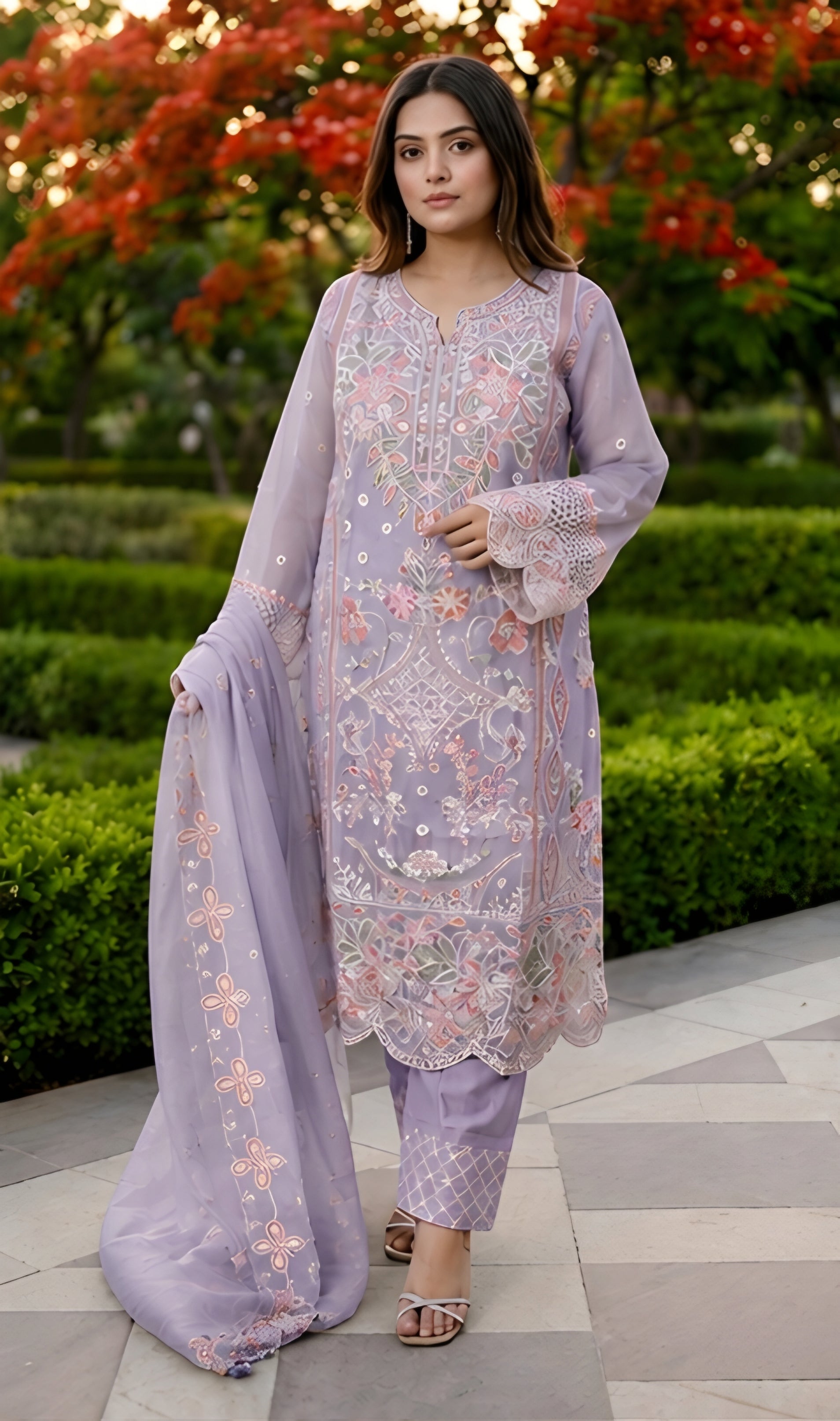 Zoya- Celestial Garden Embroidered Suit Set
