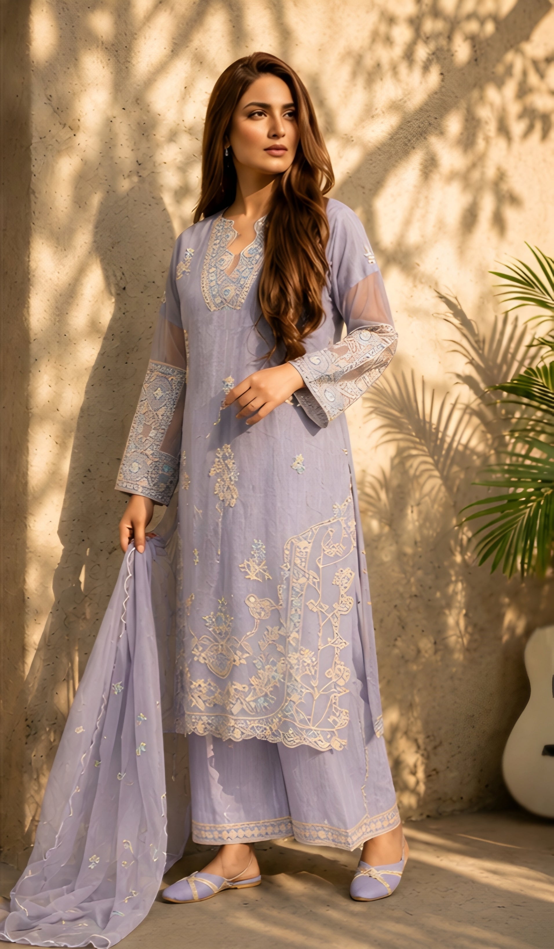 Arzoo-Midnight Grace Embroidered Suit Set