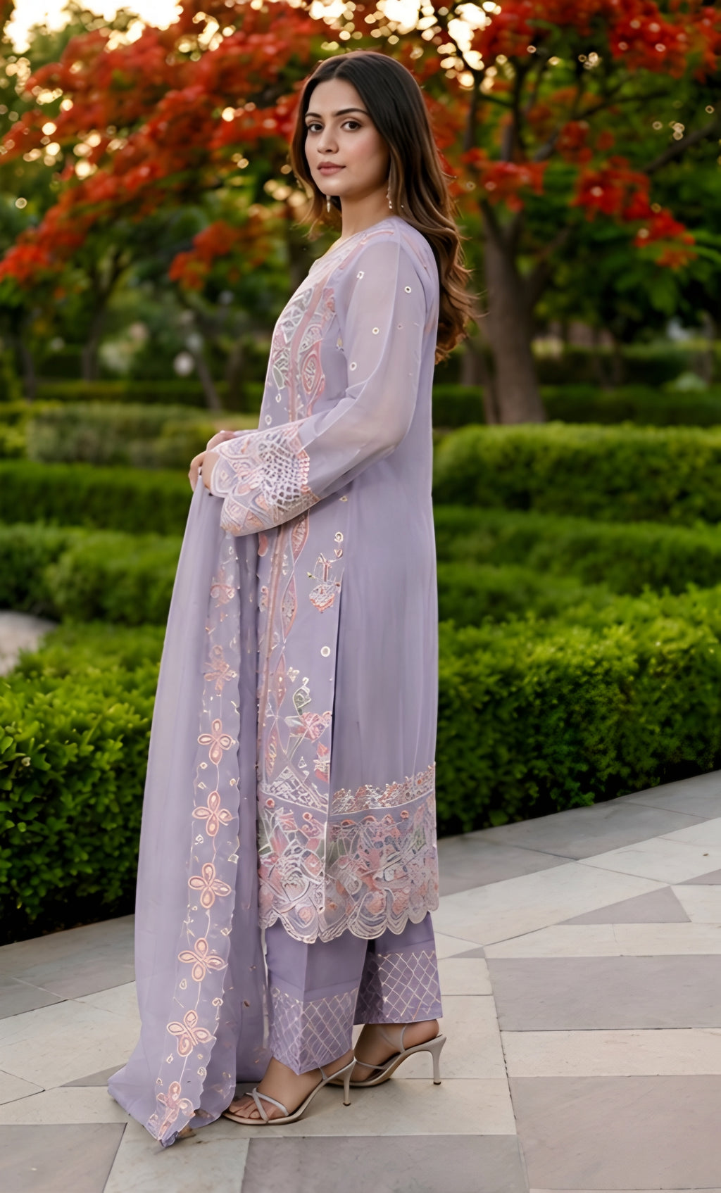 Zoya- Celestial Garden Embroidered Suit Set