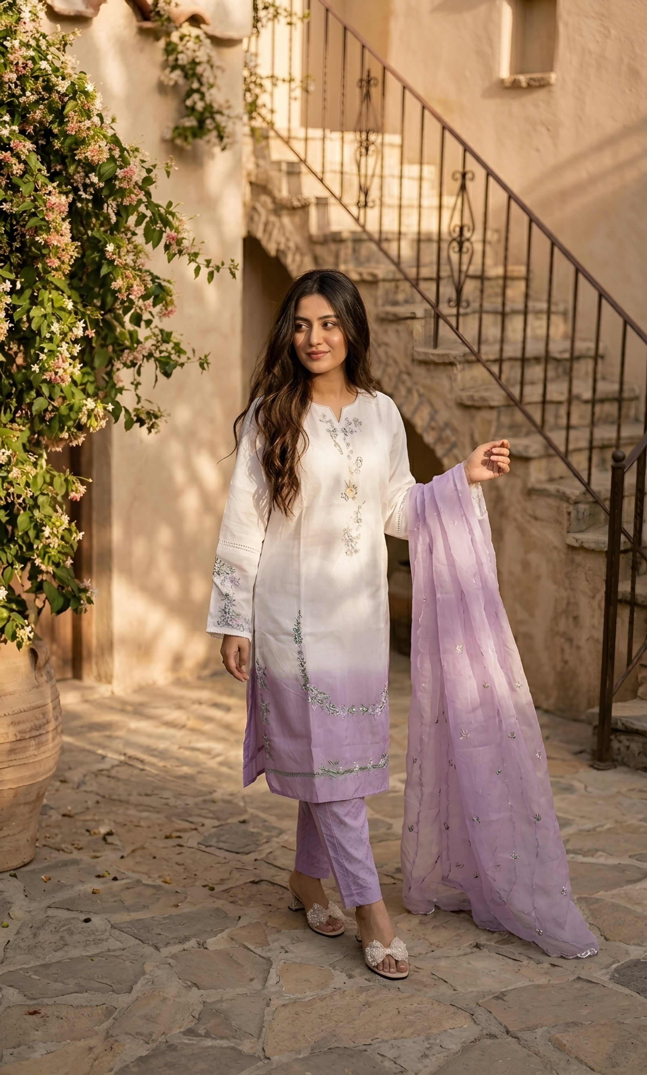 Naimat - Lilac Mist Embroidered Suit Set