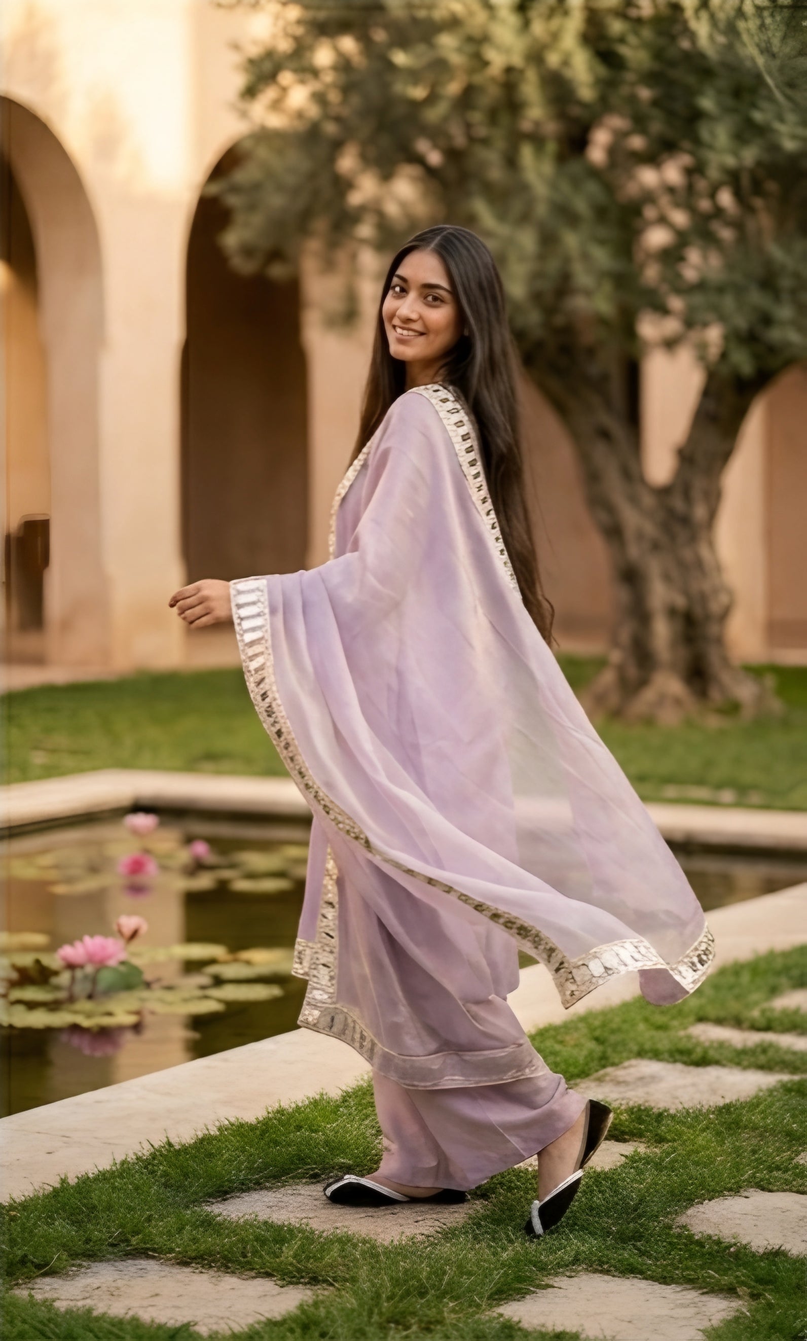 Malak - Lavender Luxe Mirror Work Suit Set