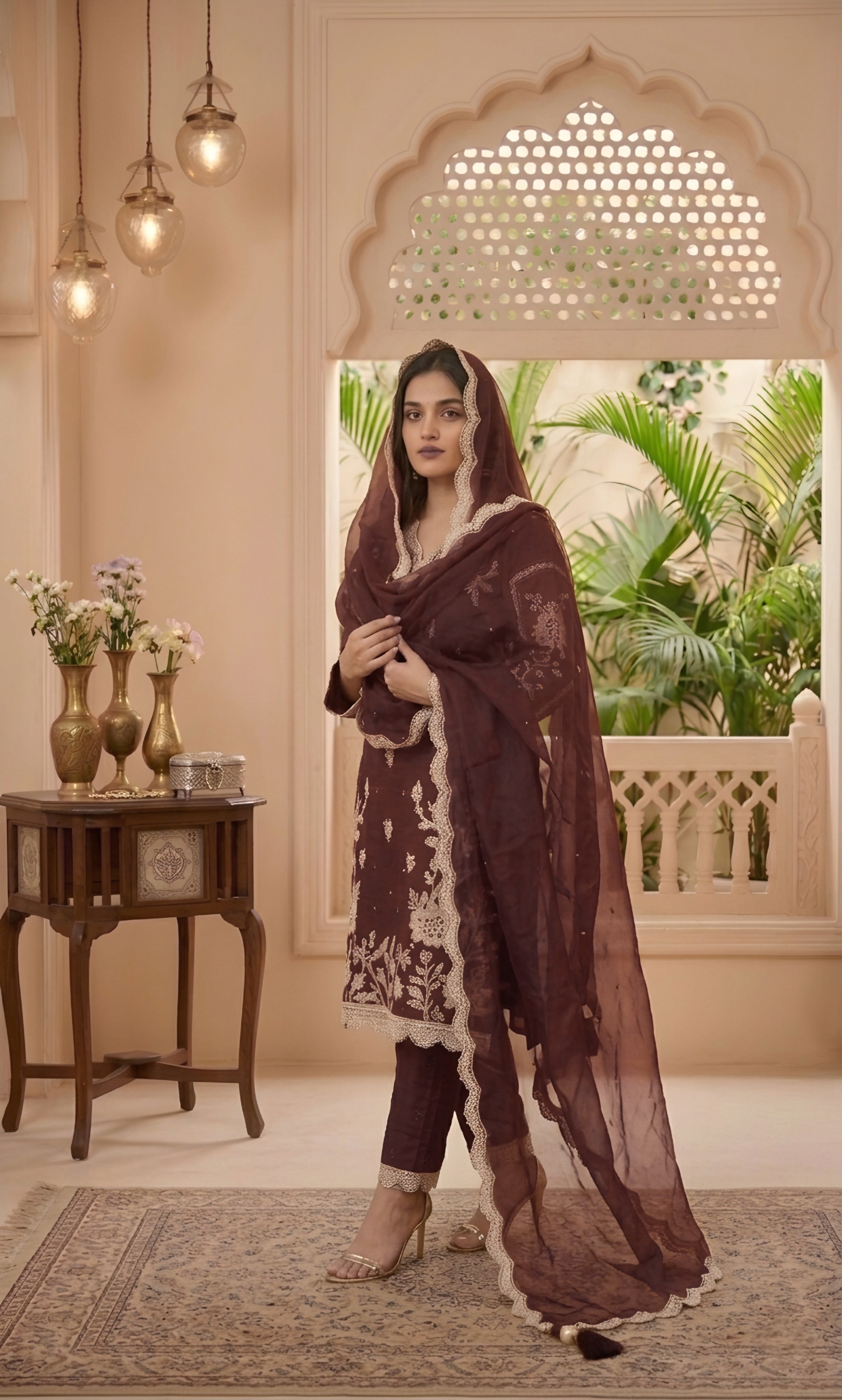 Zareen - Scarlet Heritage Embroidered Suit Set