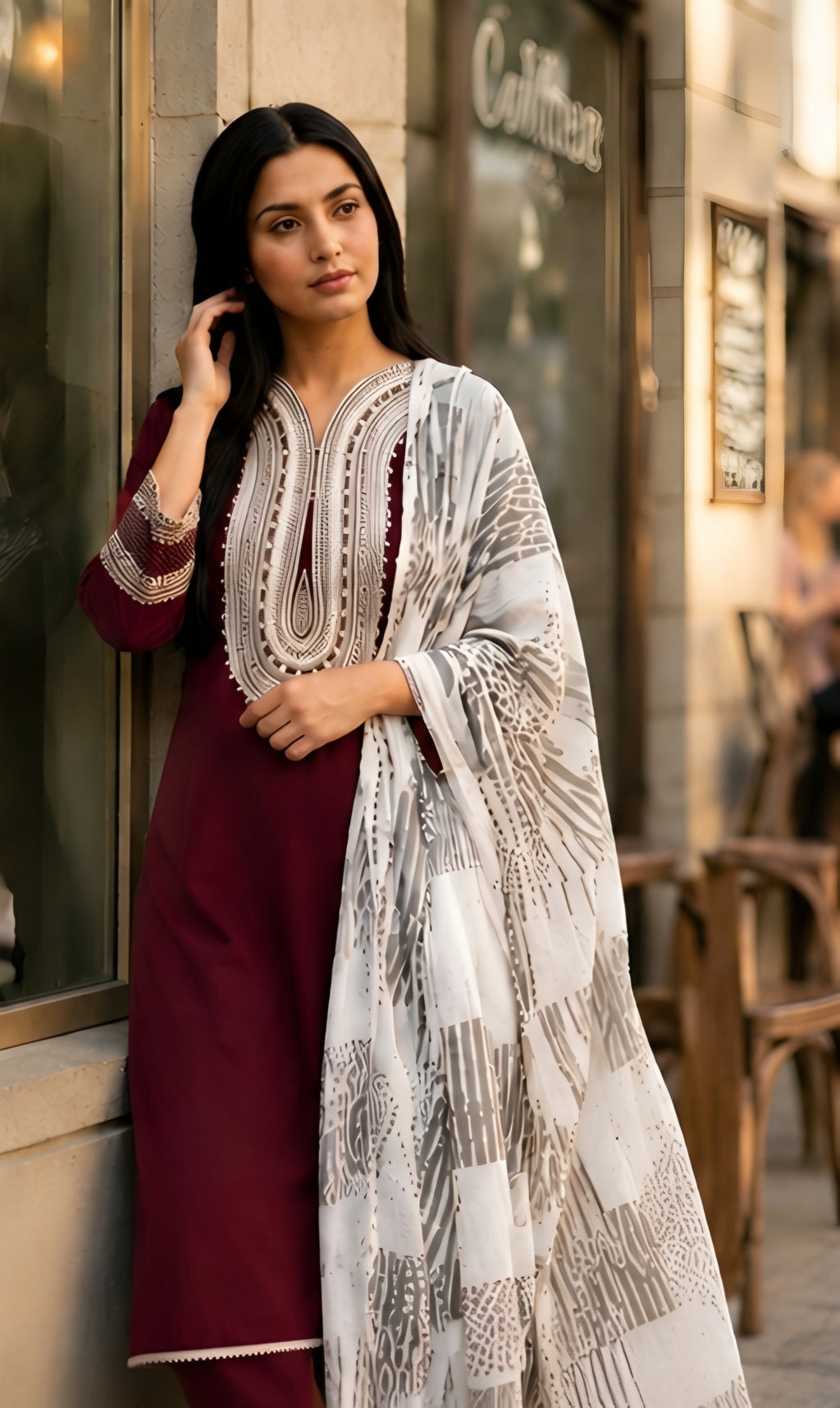 Sadaf - Olive Majesty Embroidered Suit Set