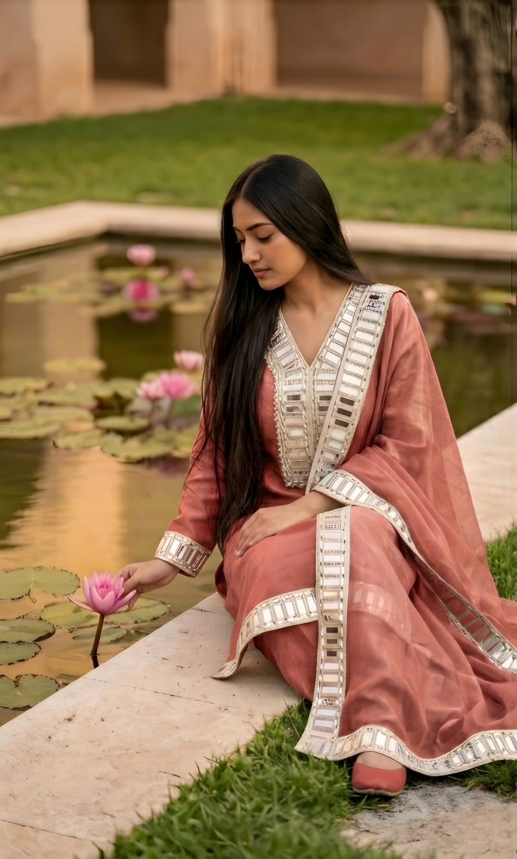 Malak - Lavender Luxe Mirror Work Suit Set